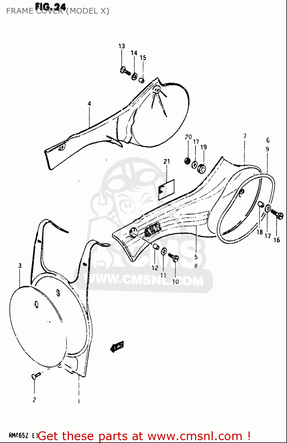FRAME COVER (MODEL X) RM465 1981 (X) USA (E03)