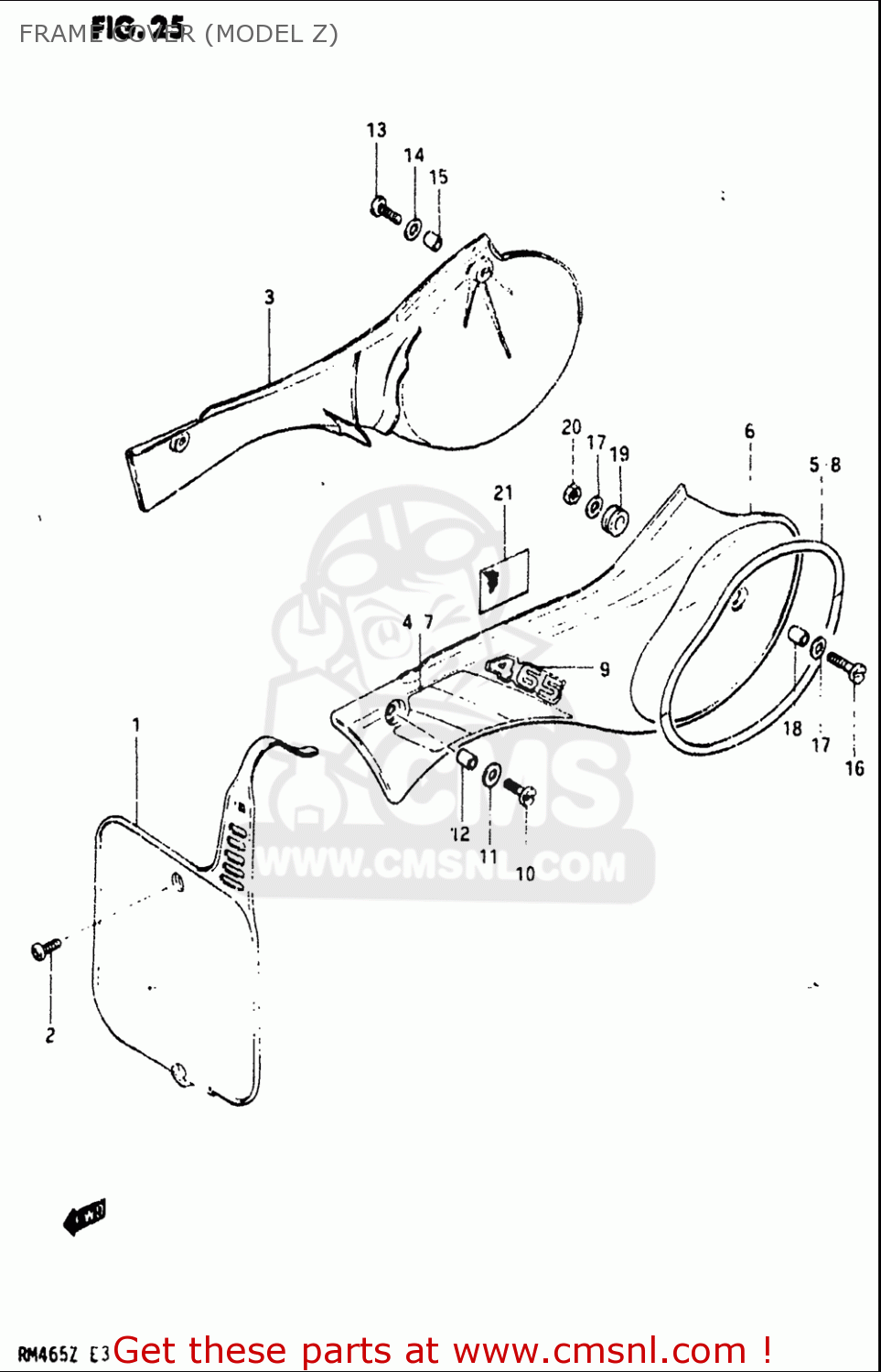 FRAME COVER (MODEL Z) RM465 1981 (X) USA (E03)
