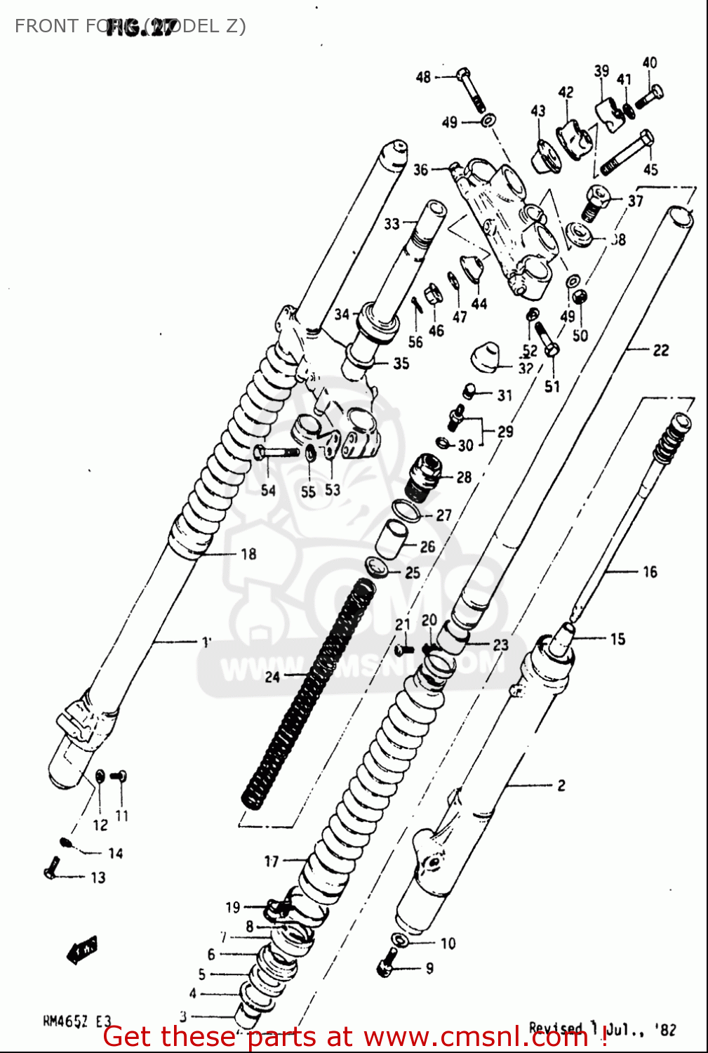 FRONT FORK (MODEL Z) RM465 1981 (X) USA (E03)