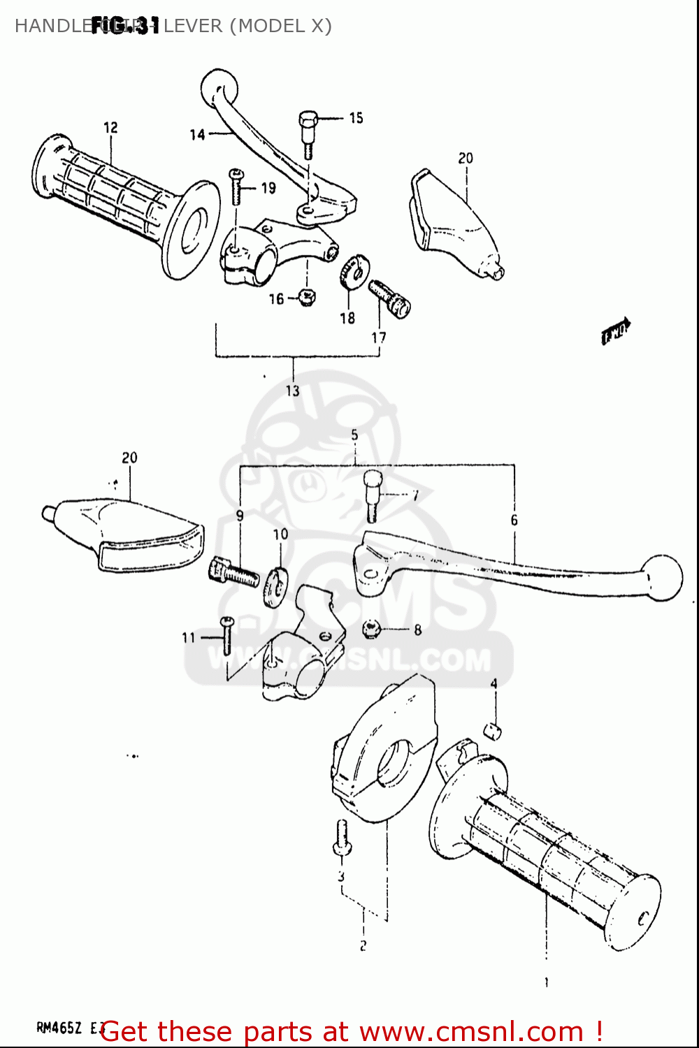 HANDLE CLIP - LEVER (MODEL X) RM465 1981 (X) USA (E03)