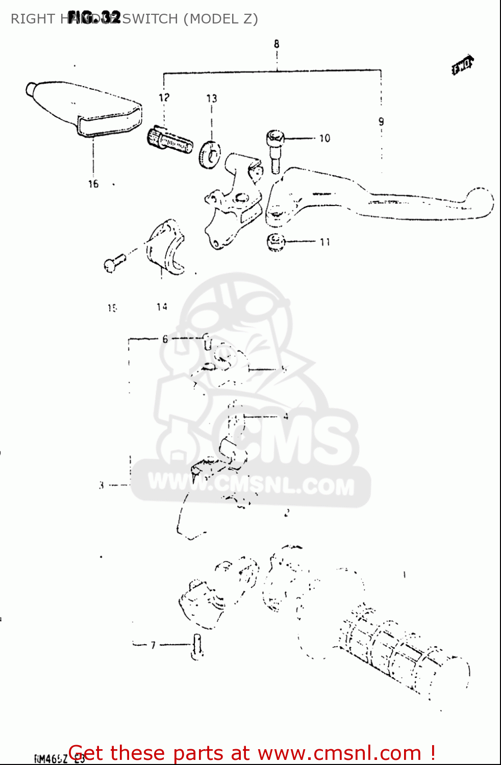 RIGHT HANDLE SWITCH (MODEL Z) RM465 1981 (X) USA (E03)