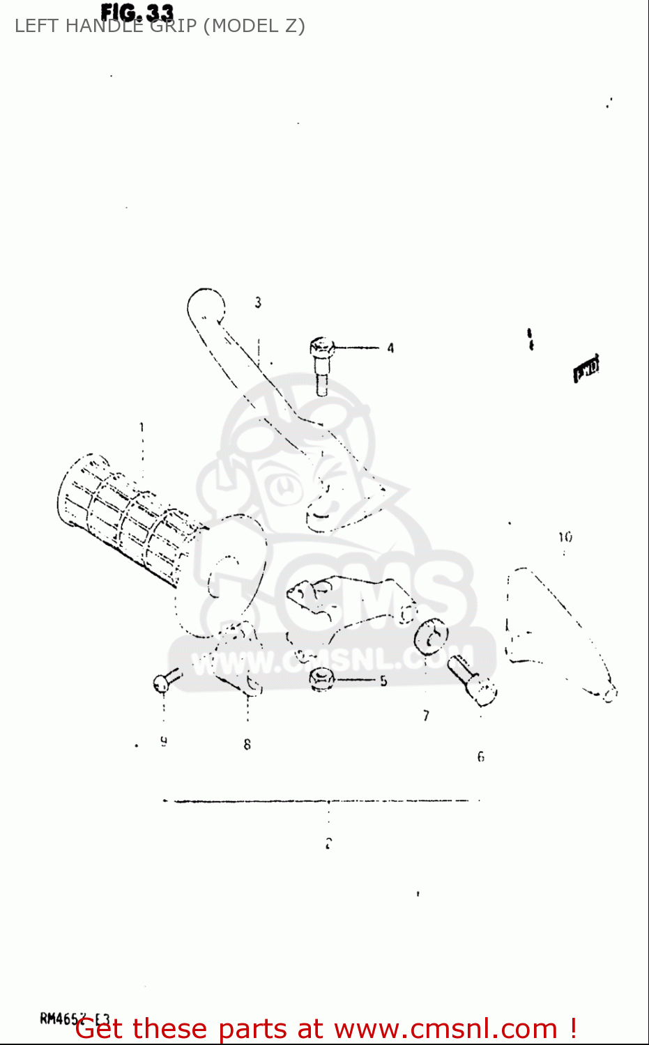 LEFT HANDLE GRIP (MODEL Z) RM465 1981 (X) USA (E03)