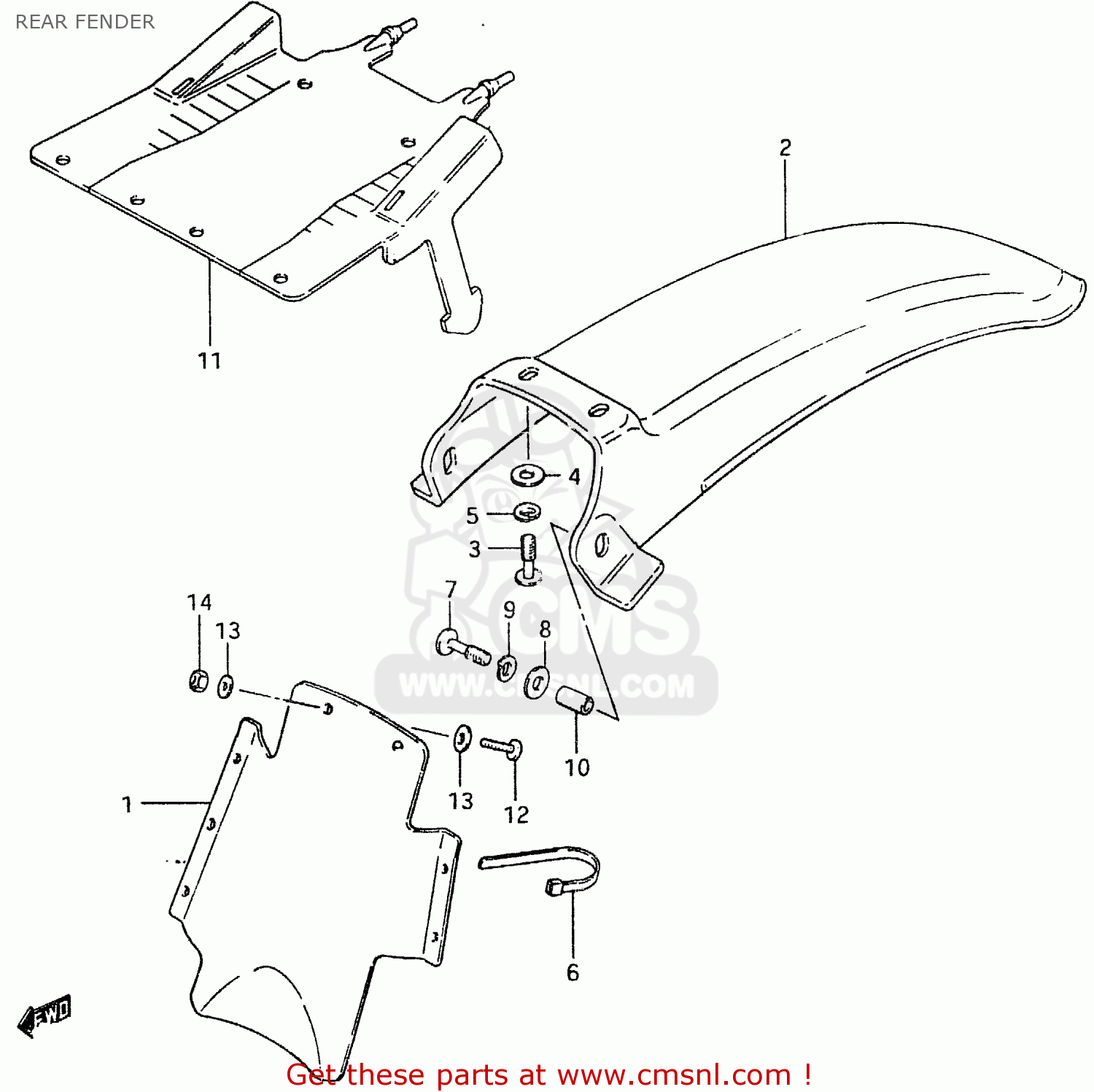 Suzuki RM465 1982 (Z) REAR FENDER - buy original REAR FENDER spares online