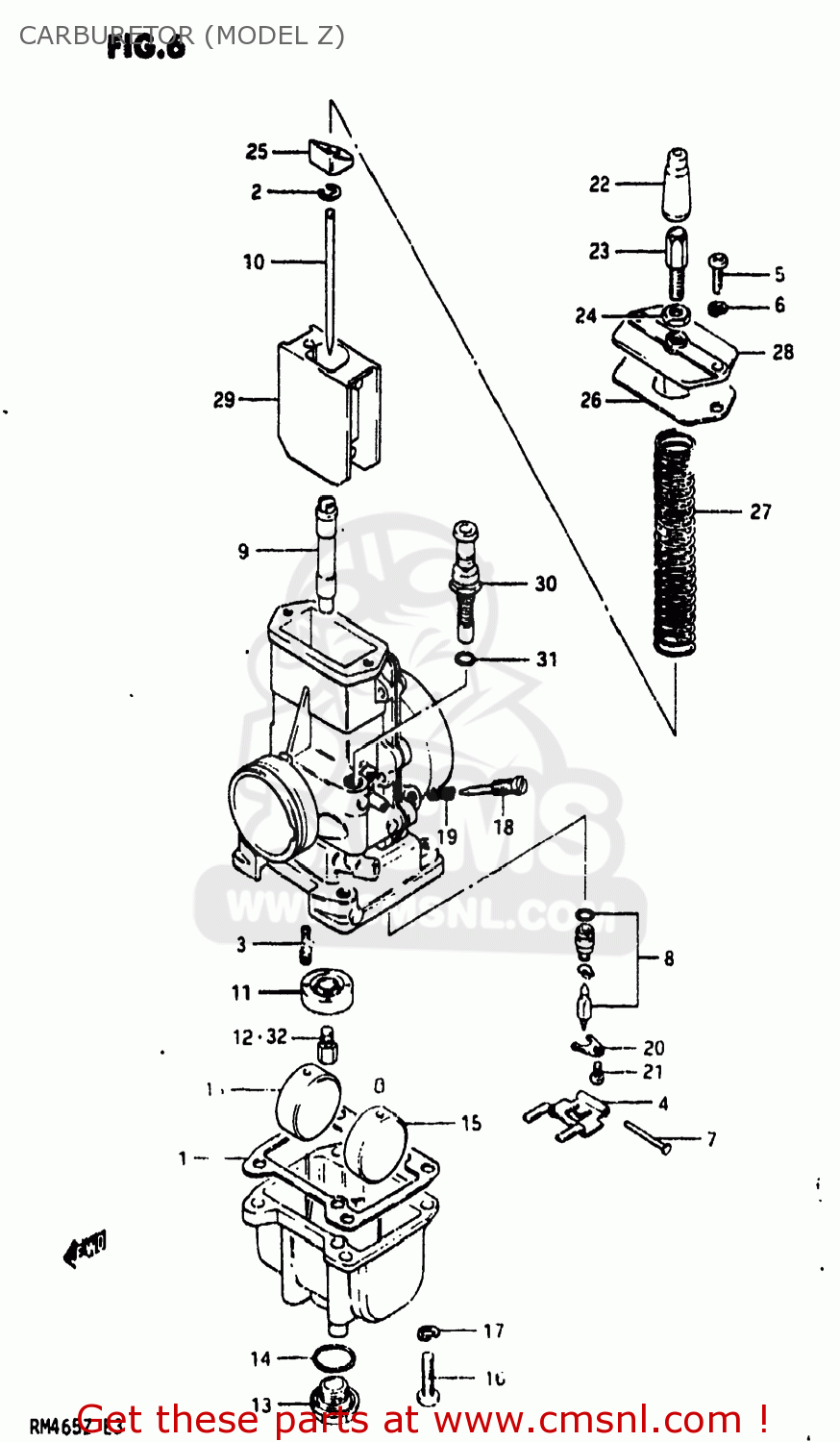 CARBURETOR (MODEL Z) RM465 1982 (Z) USA (E03)