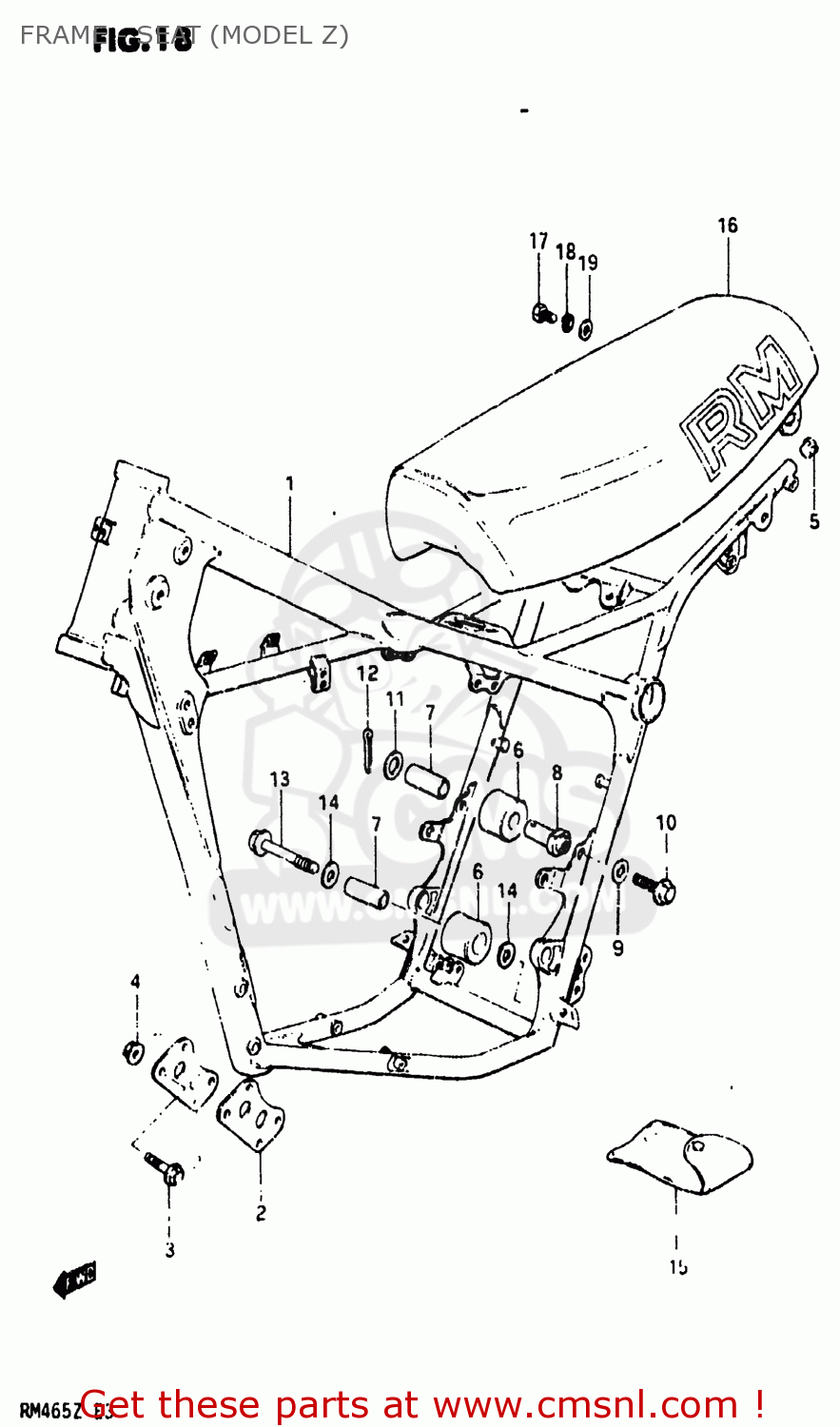 FRAME - SEAT (MODEL Z) RM465 1982 (Z) USA (E03)