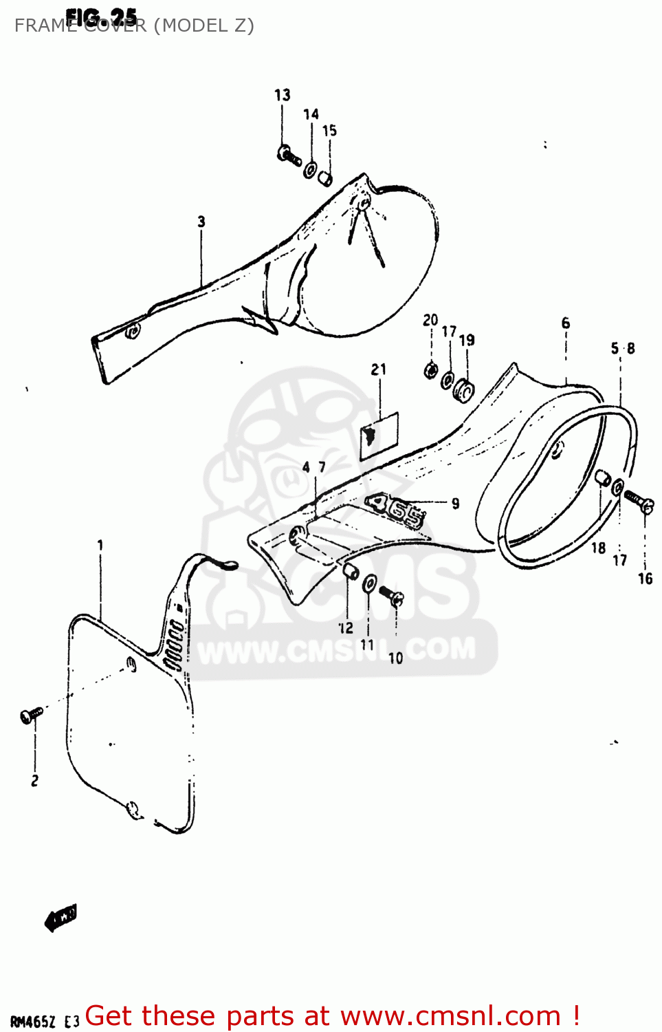 FRAME COVER (MODEL Z) RM465 1982 (Z) USA (E03)