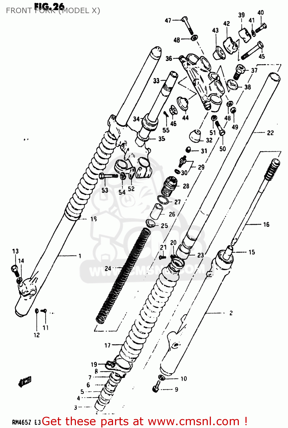 FRONT FORK (MODEL X) RM465 1982 (Z) USA (E03)