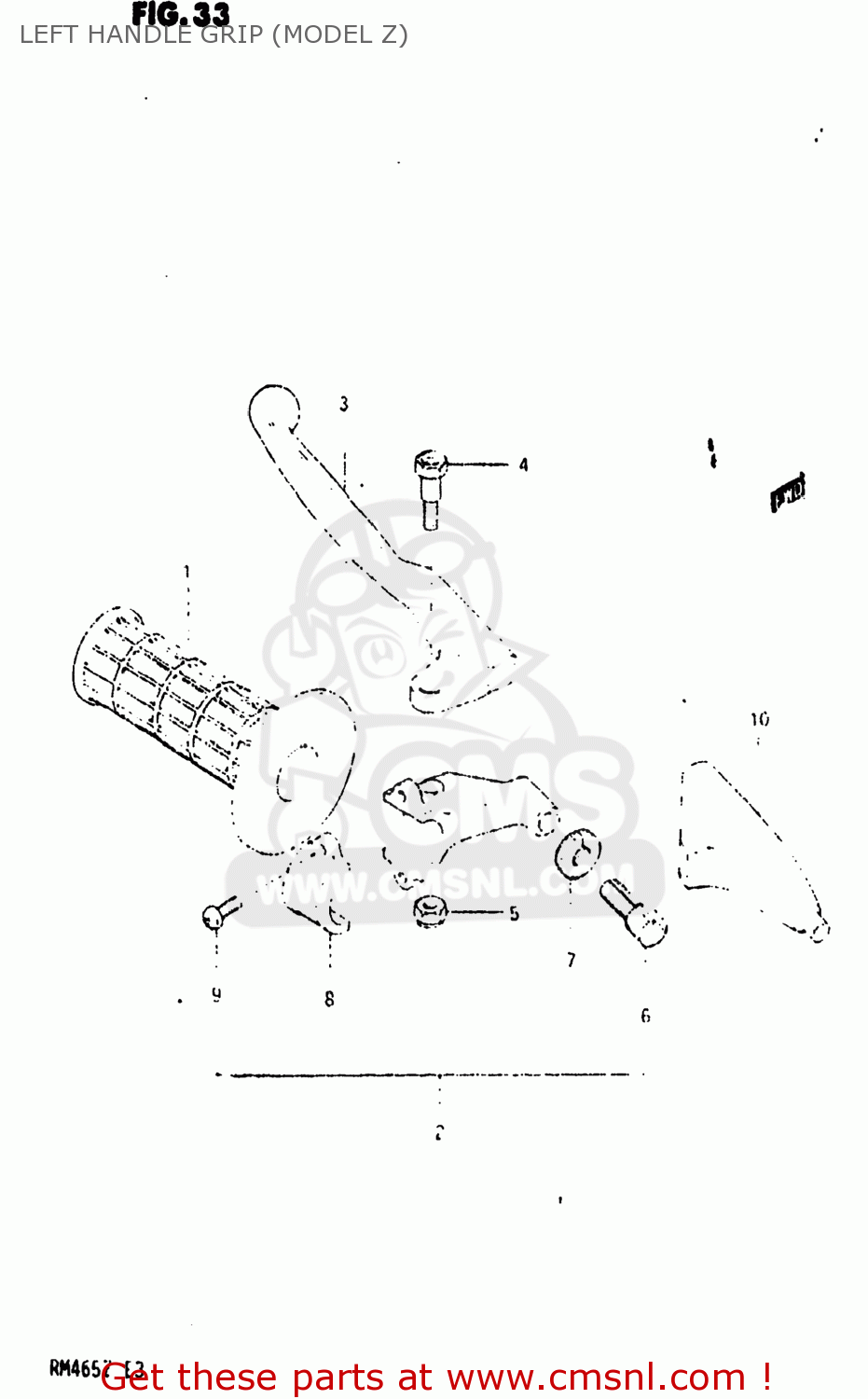 LEFT HANDLE GRIP (MODEL Z) RM465 1982 (Z) USA (E03)