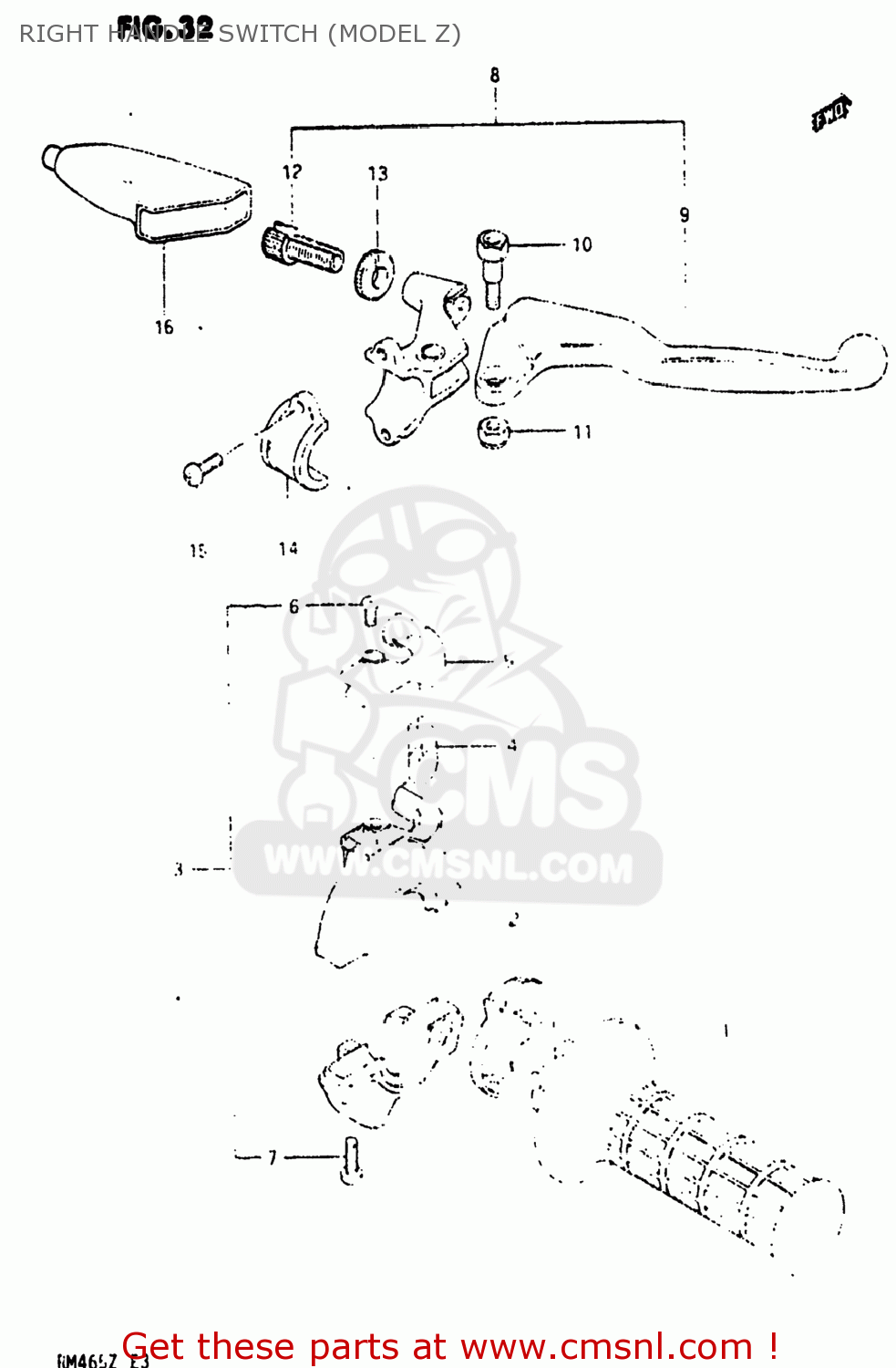 RIGHT HANDLE SWITCH (MODEL Z) RM465 1982 (Z) USA (E03)