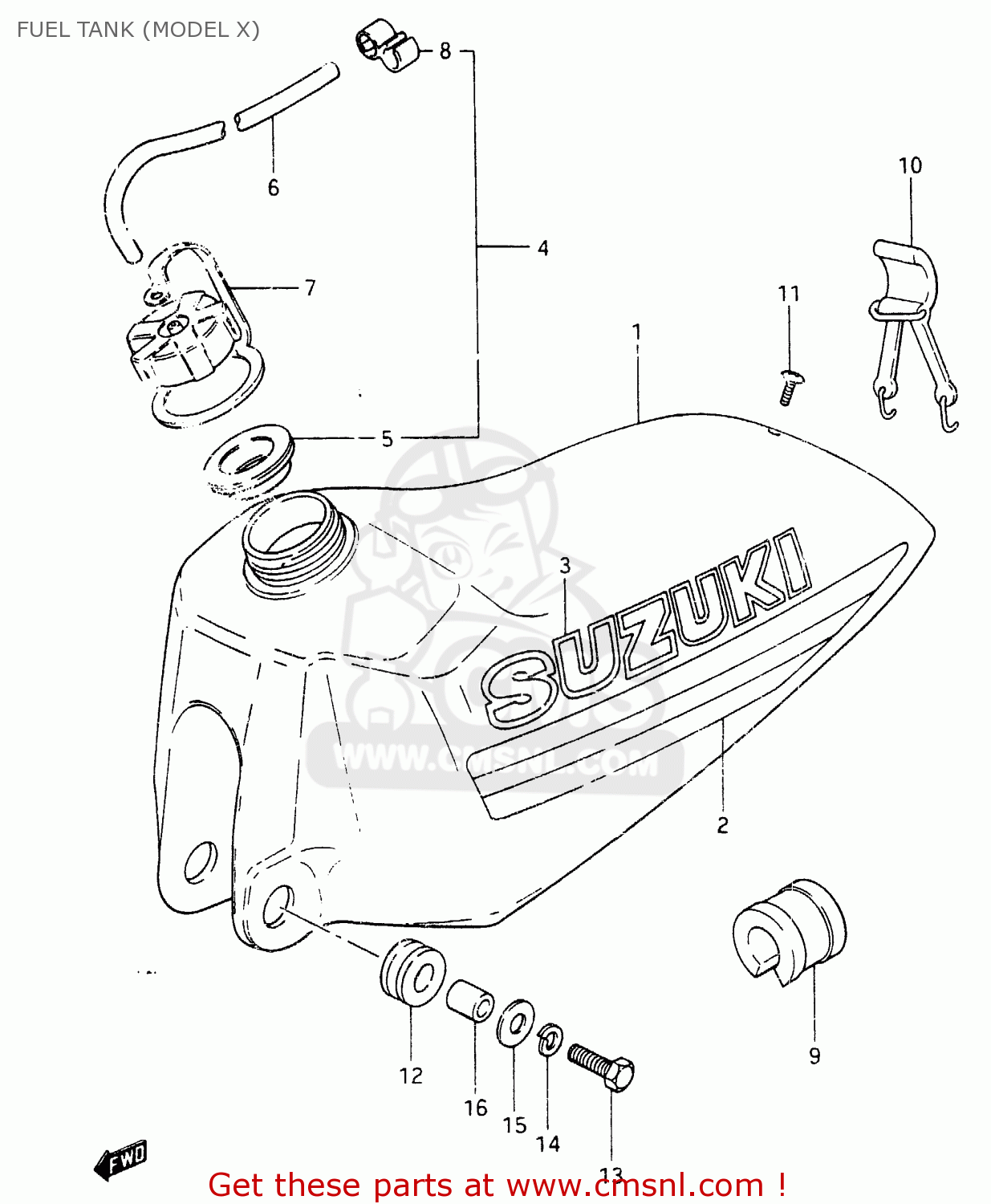 FUEL TANK (MODEL X) RM465 1982 (Z)