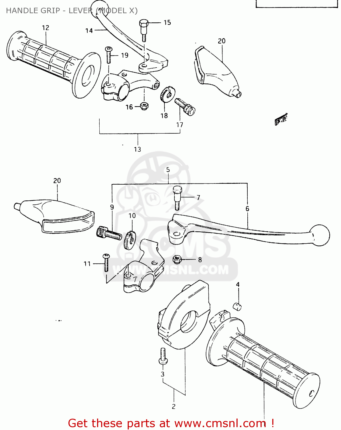 HANDLE GRIP - LEVER (MODEL X) RM465 1982 (Z)