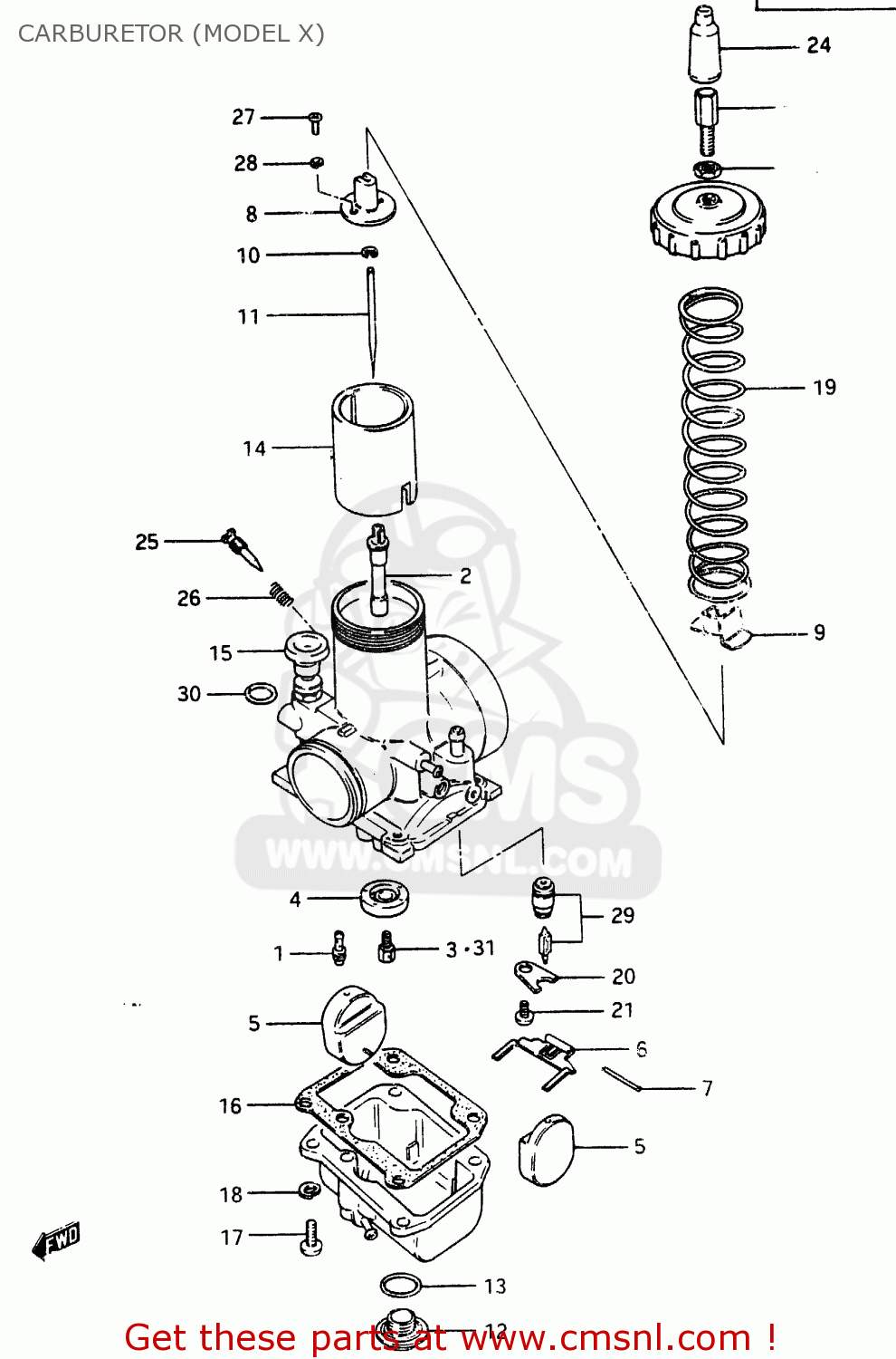 CARBURETOR (MODEL X) RM465 1982 (Z)