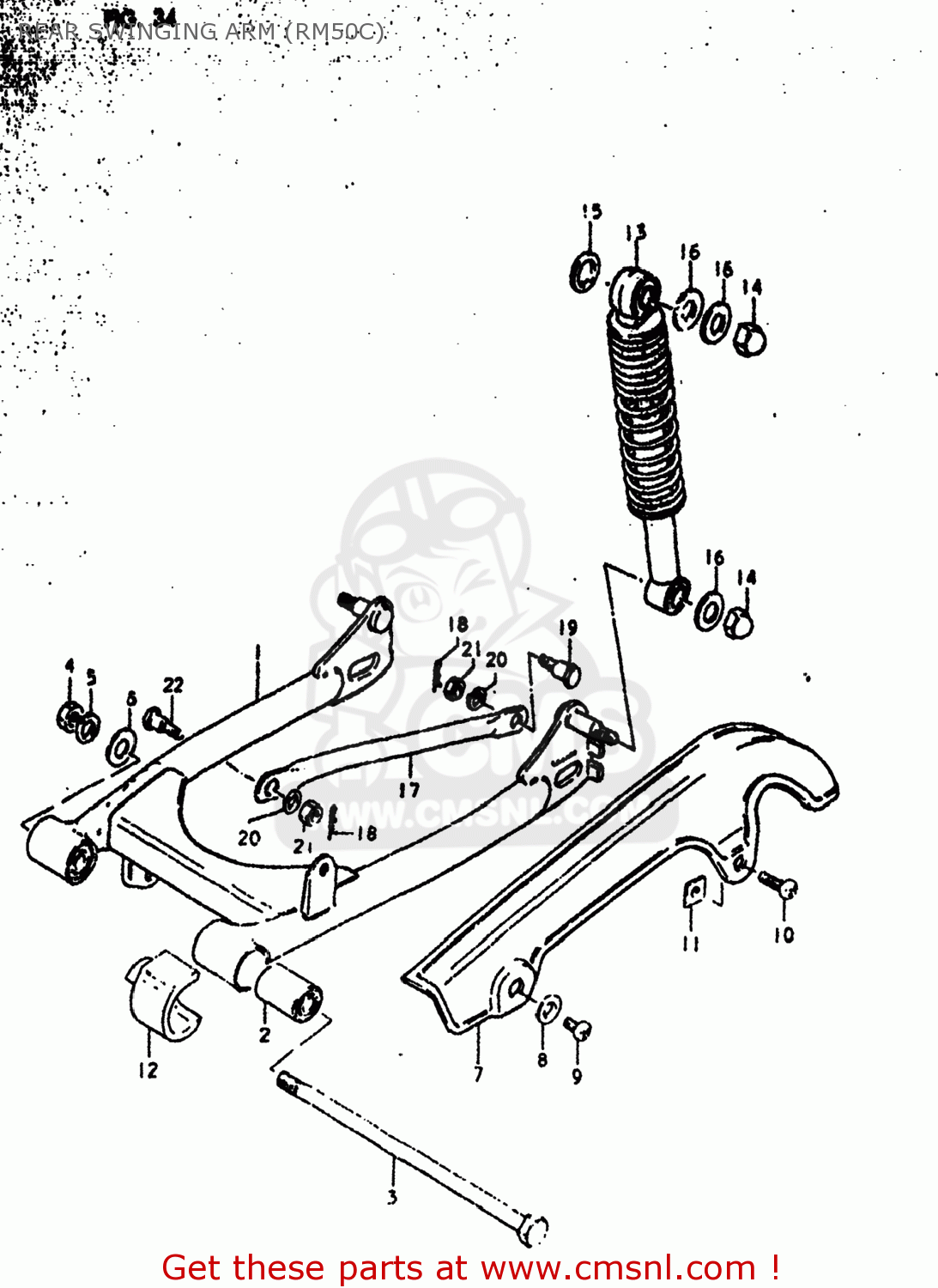 REAR SWINGING ARM (RM50C) RM50 1978 (C) USA (E03)