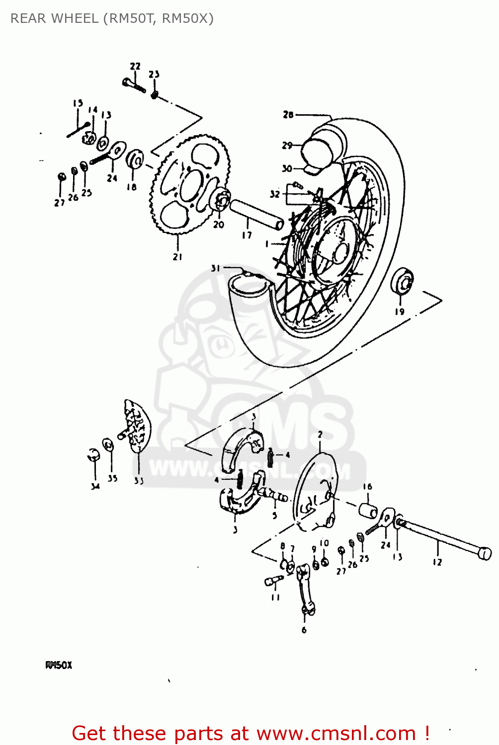 REAR WHEEL (RM50T, RM50X) RM50 1978 (C)