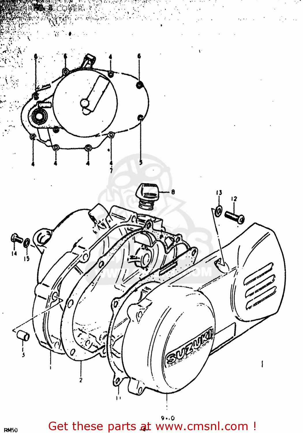 CRANKCASE COVER RM50 1979 (N) USA (E03)