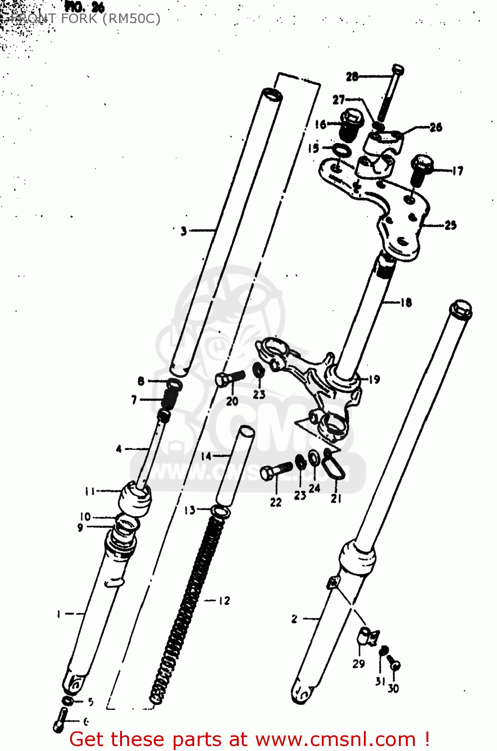 FRONT FORK (RM50C) RM50 1979 (N) USA (E03)
