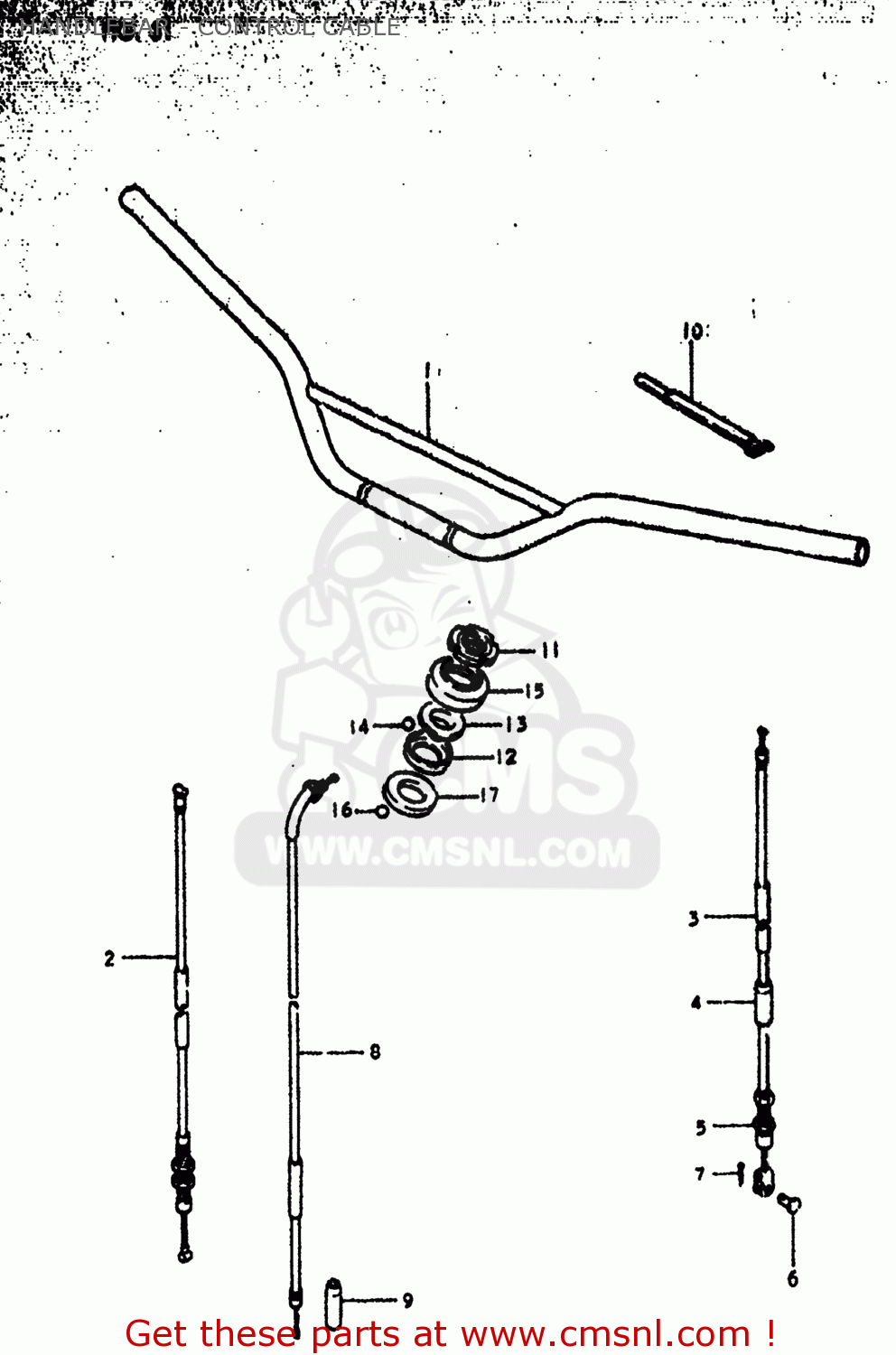 HANDLEBAR - CONTROL CABLE RM50 1979 (N) USA (E03)