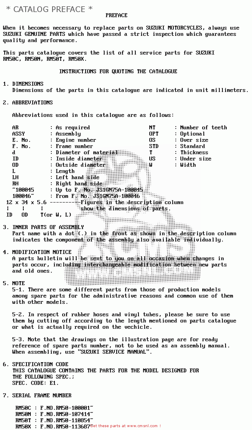 * CATALOG PREFACE * RM50 1979 (N)