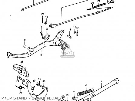 PROP STAND - BRAKE PEDAL - RM50 1979 (N)
