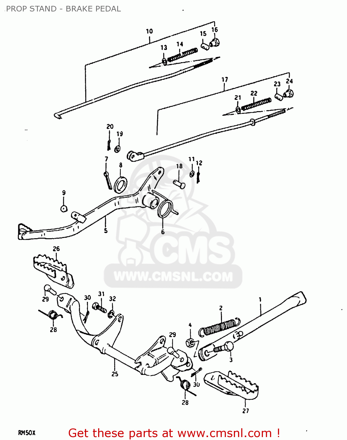 PROP STAND - BRAKE PEDAL RM50 1980 (T)