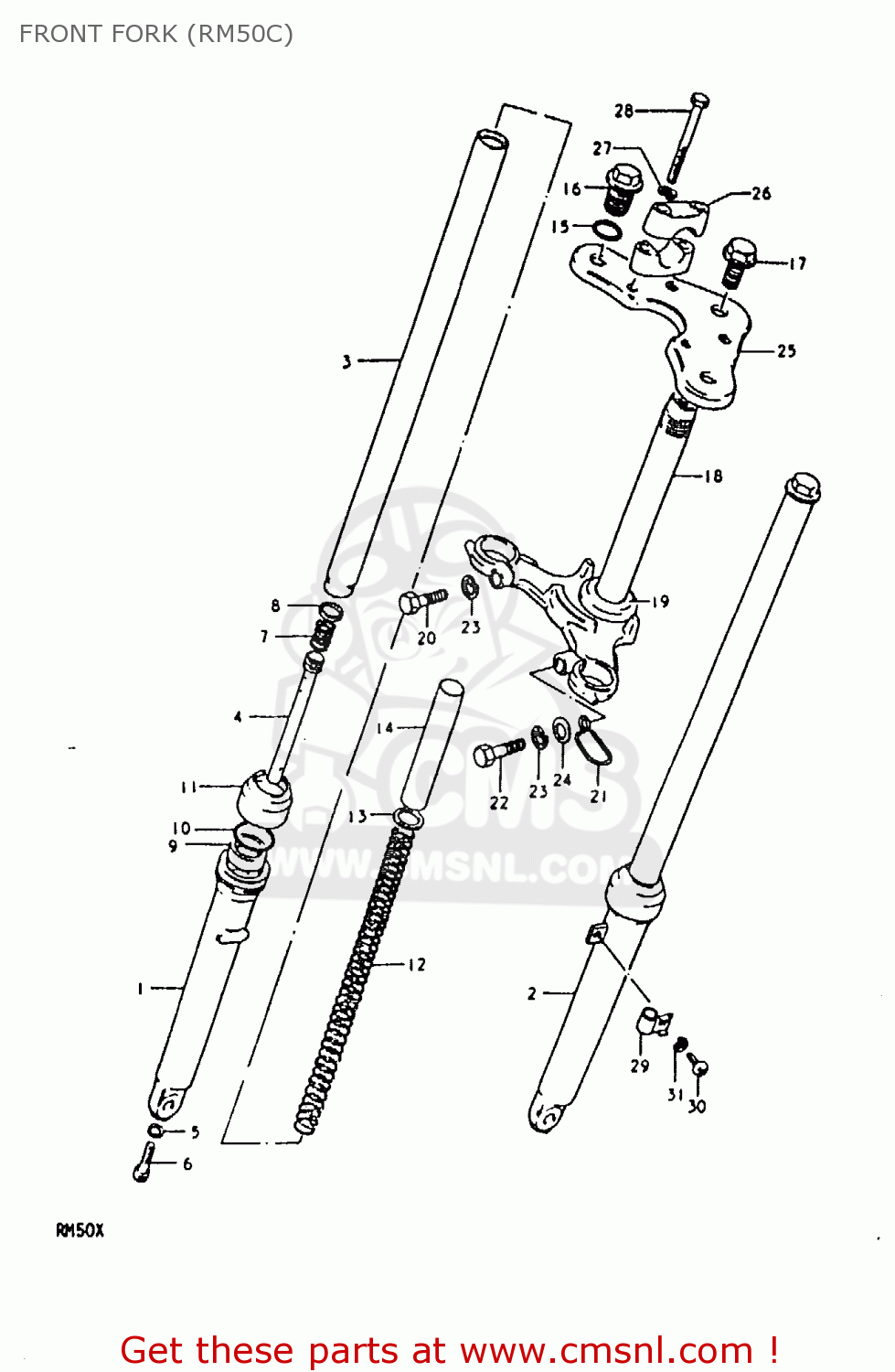 FRONT FORK (RM50C) RM50 1980 (T)