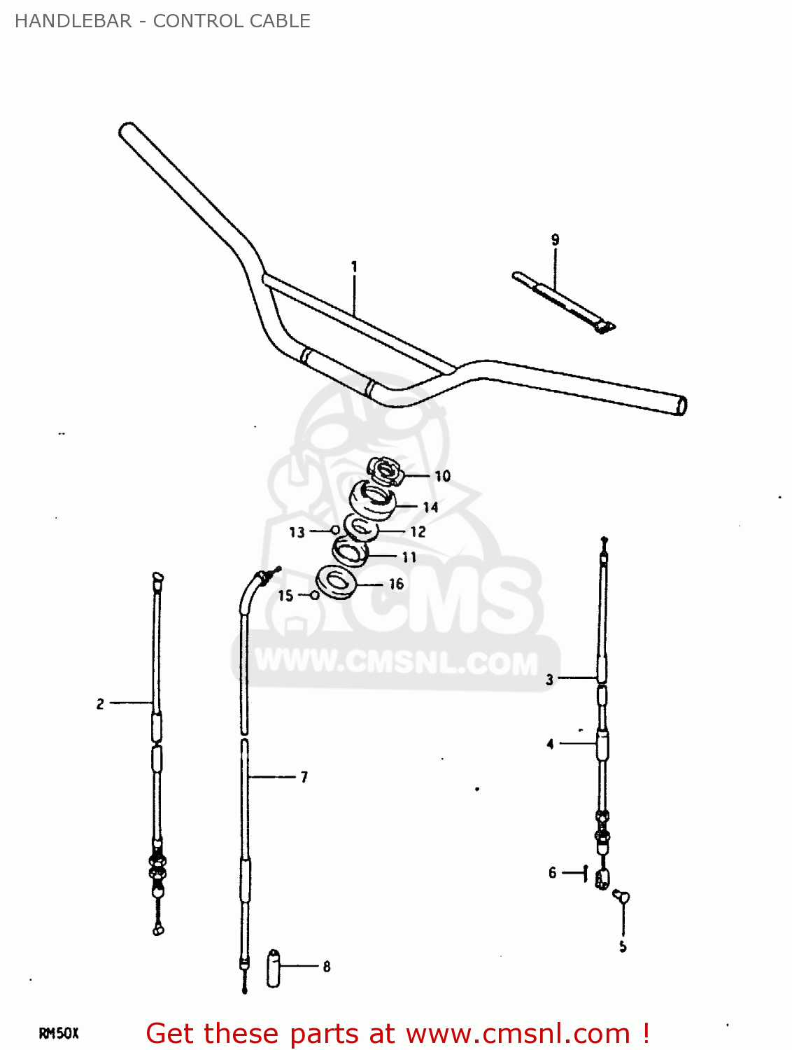 HANDLEBAR - CONTROL CABLE RM50 1980 (T)