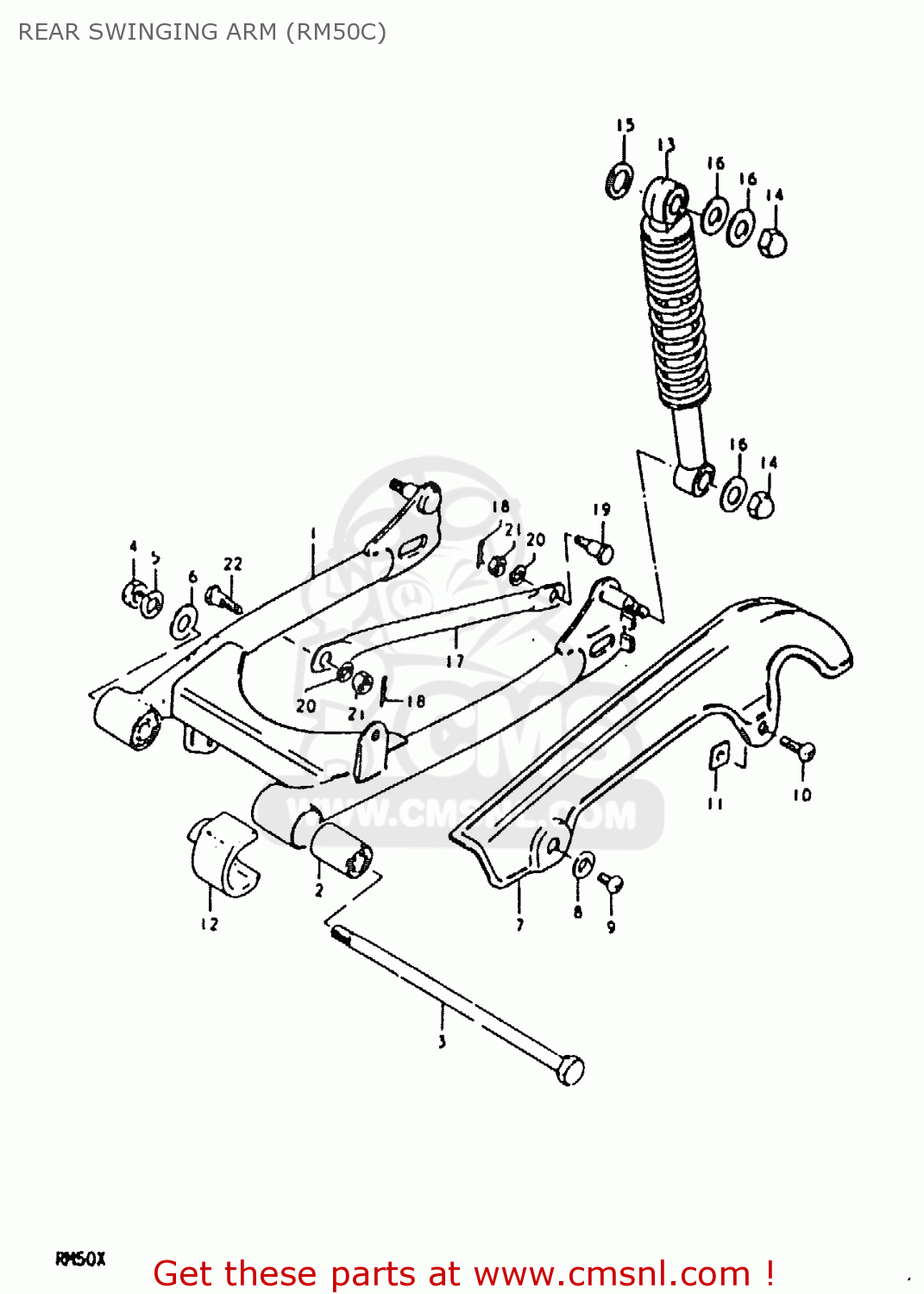 REAR SWINGING ARM (RM50C) RM50 1980 (T)