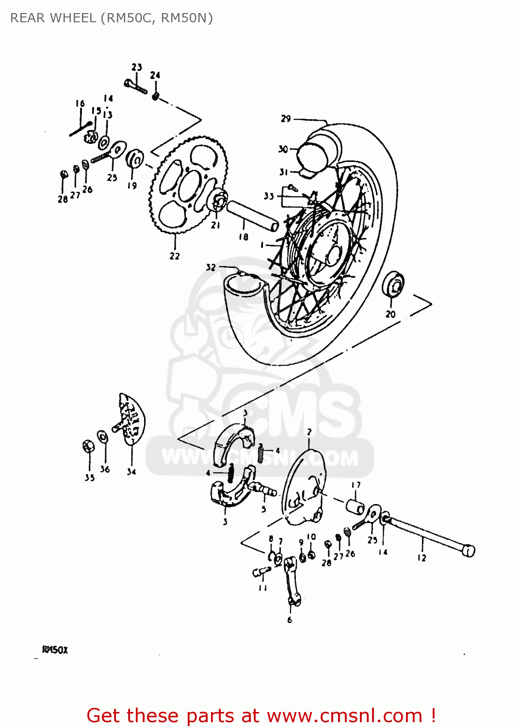 REAR WHEEL (RM50C, RM50N) RM50 1980 (T)