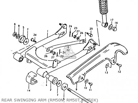 REAR SWINGING ARM (RM50N, RM50T, RM50X) - RM50 1980 (T)