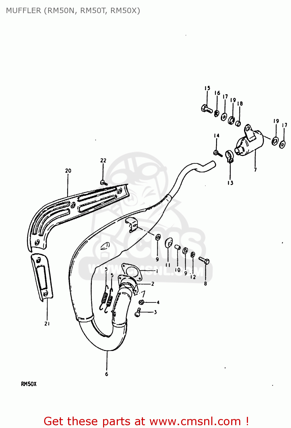 MUFFLER (RM50N, RM50T, RM50X) RM50 1981 (X)