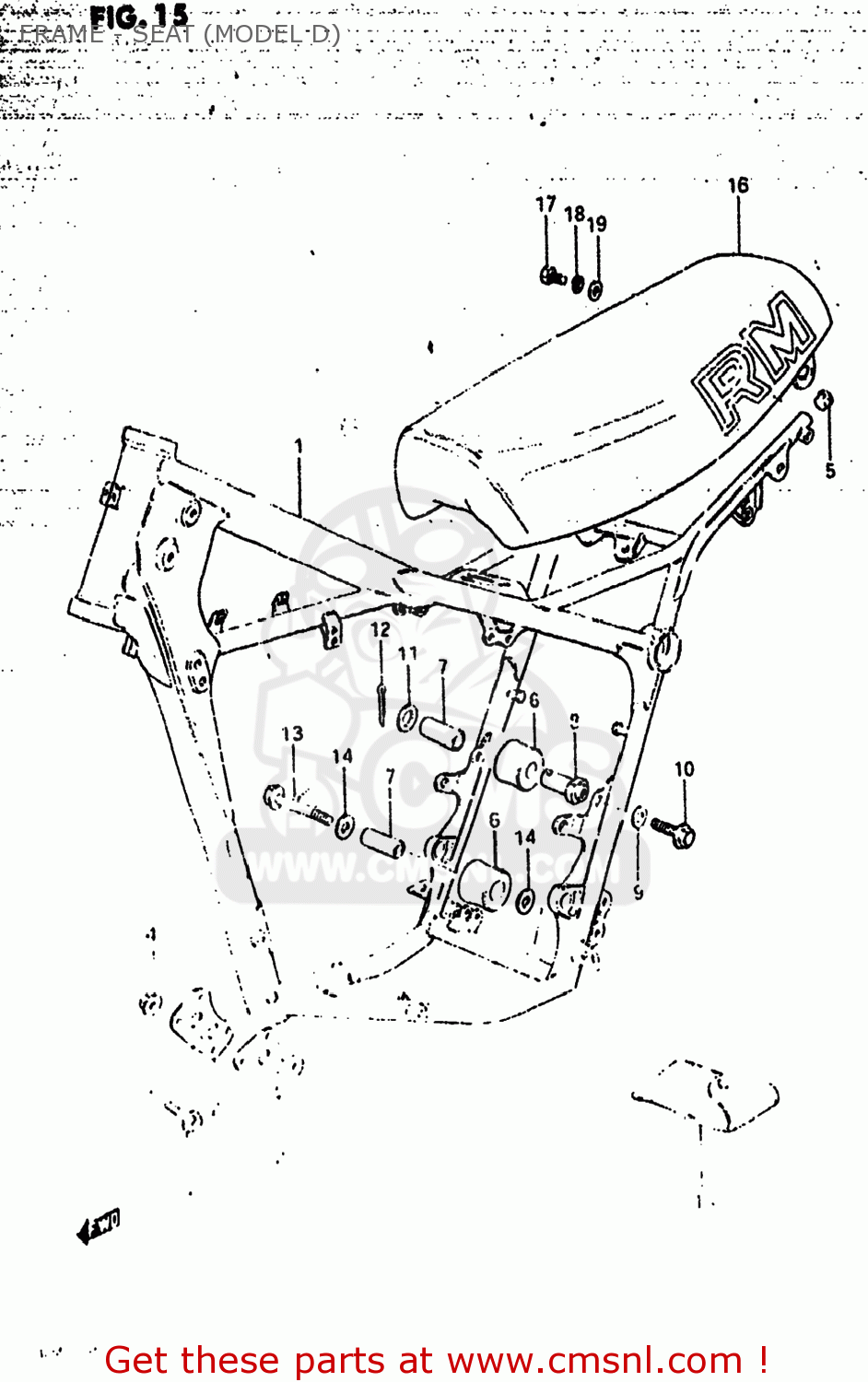 FRAME - SEAT (MODEL D) RM500 1983 (D) USA (E03)