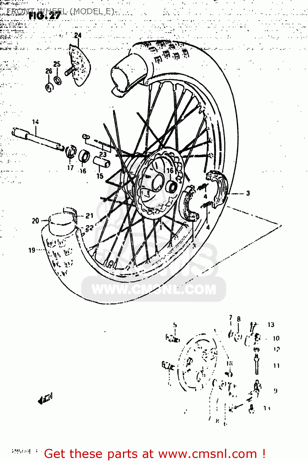 FRONT WHEEL (MODEL E) RM500 1983 (D) USA (E03)