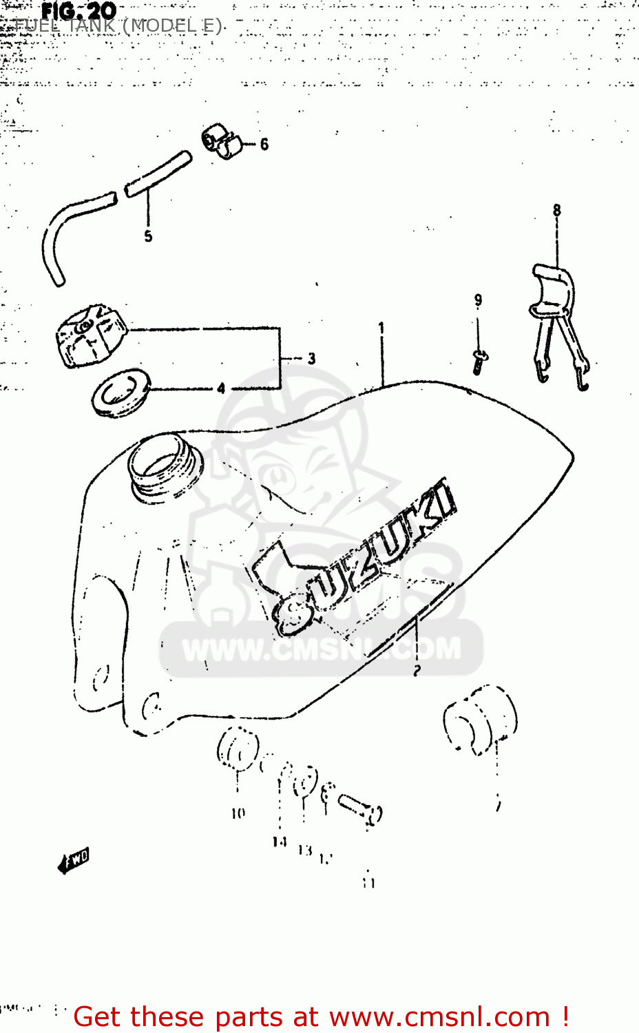 FUEL TANK (MODEL E) RM500 1983 (D) USA (E03)