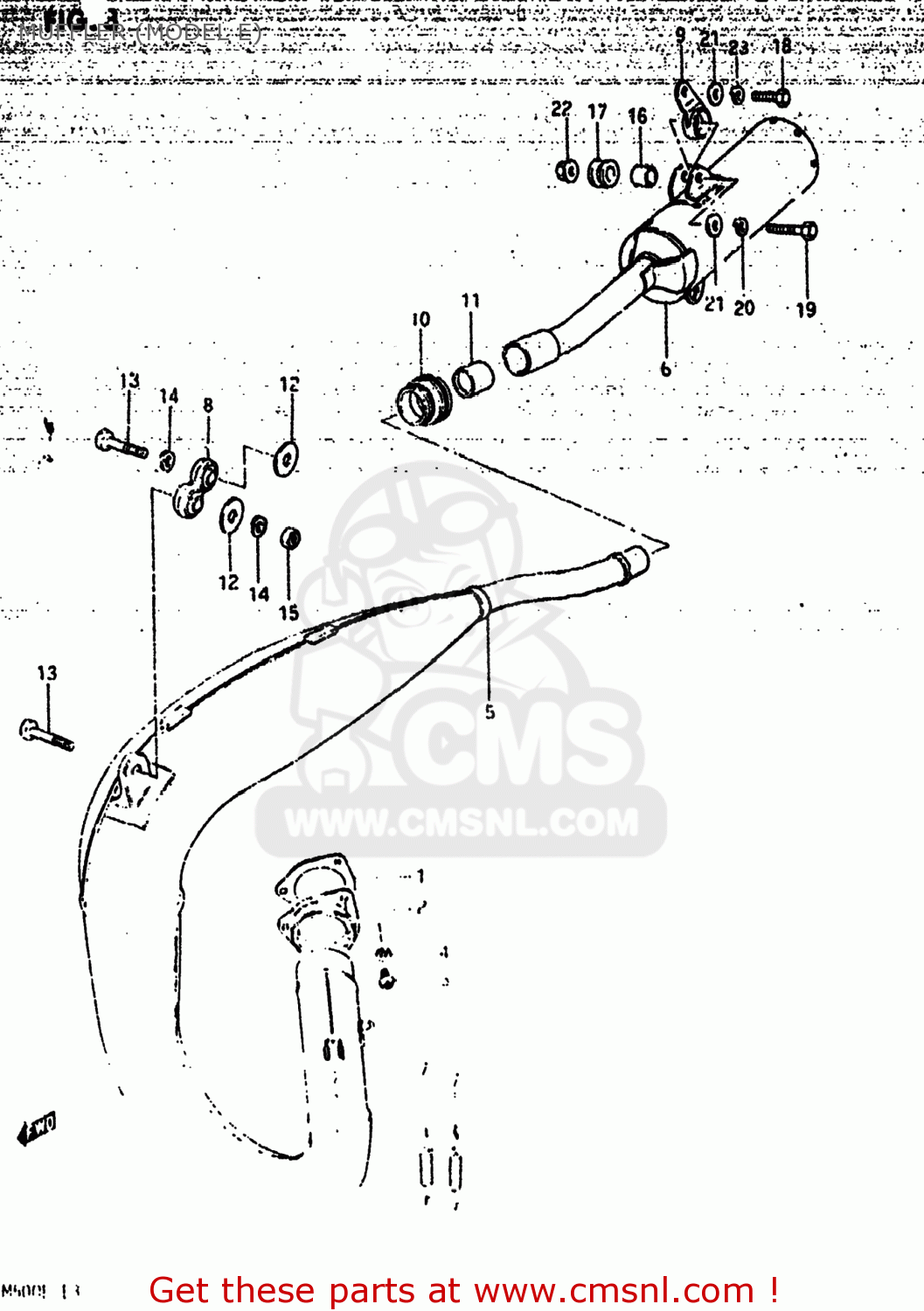 MUFFLER (MODEL E) RM500 1983 (D) USA (E03)