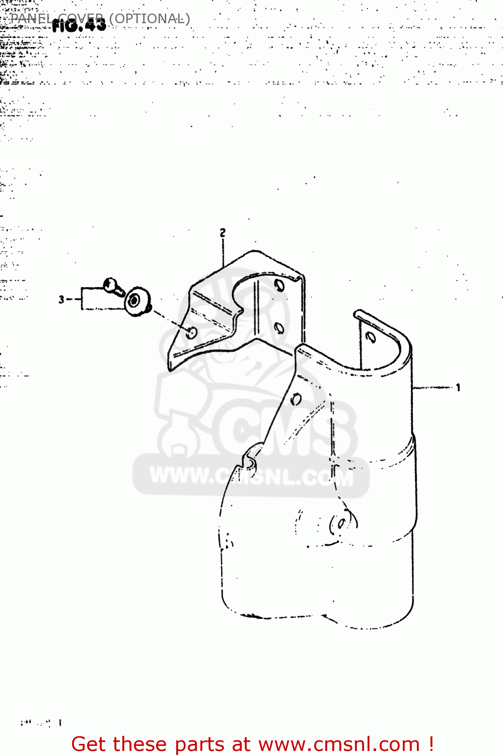 PANEL COVER (OPTIONAL) RM500 1983 (D) USA (E03)