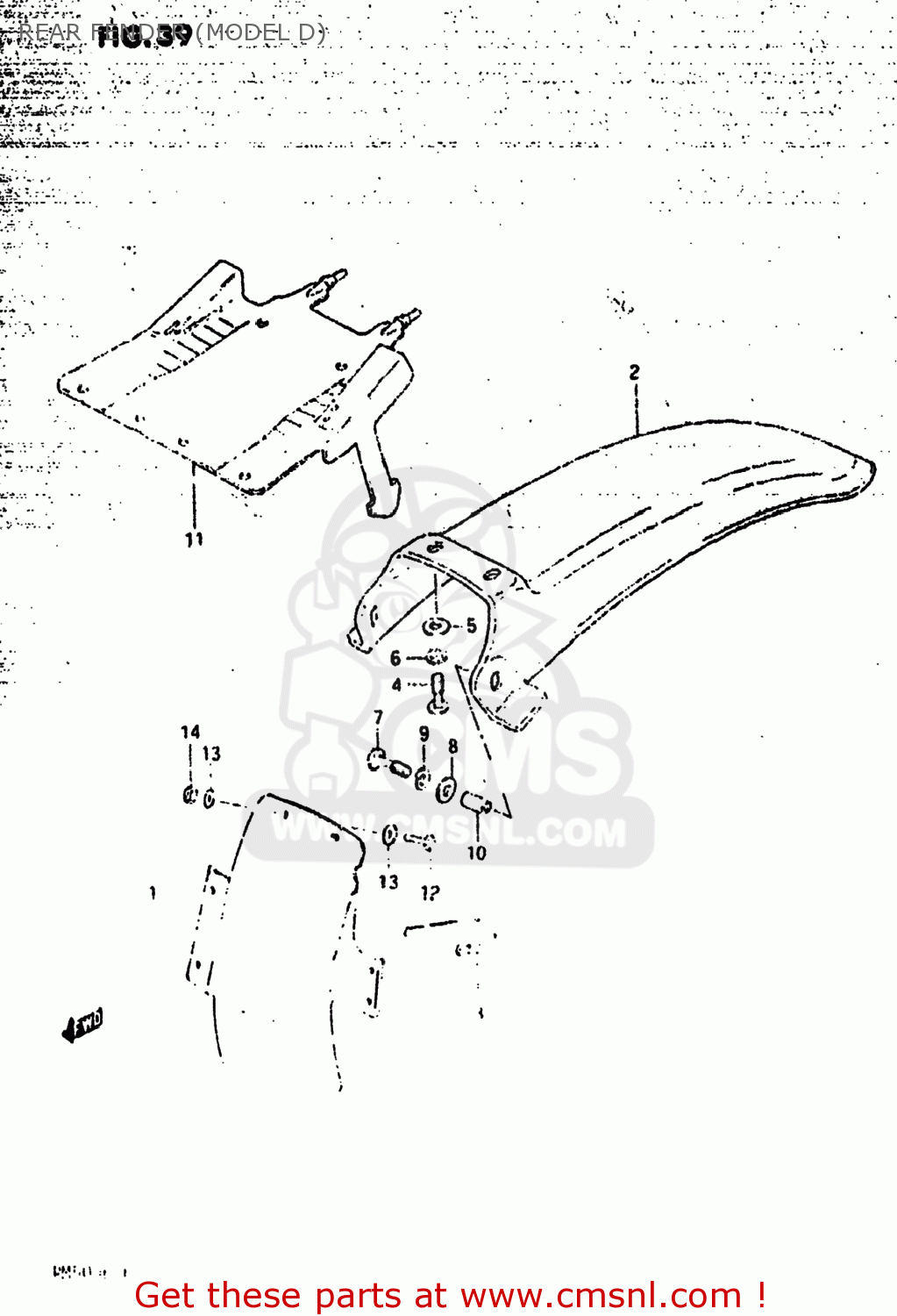 REAR FENDER (MODEL D) RM500 1983 (D) USA (E03)