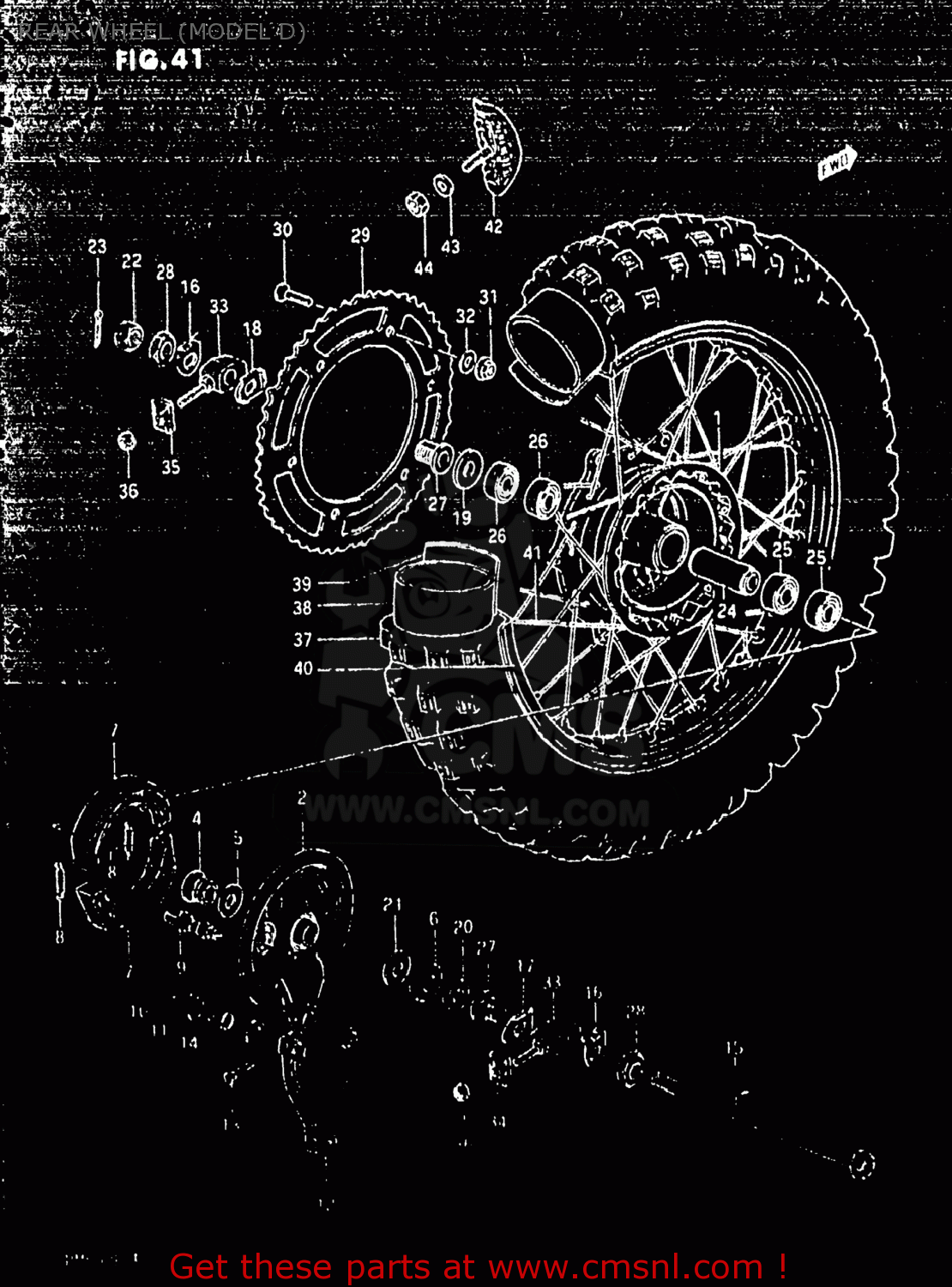 REAR WHEEL (MODEL D) RM500 1983 (D) USA (E03)