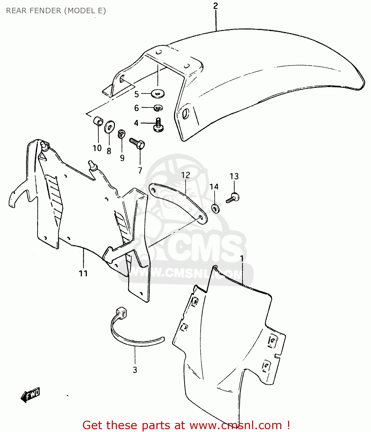 REAR FENDER (MODEL E) RM500 1983 (D)