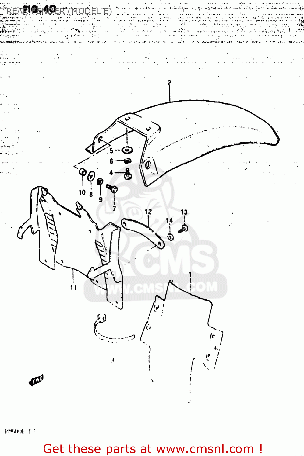 REAR FENDER (MODEL E) RM500 1984 (E) USA (E03)
