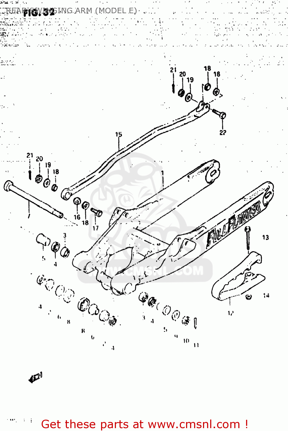 REAR SWINGING ARM (MODEL E) RM500 1984 (E) USA (E03)