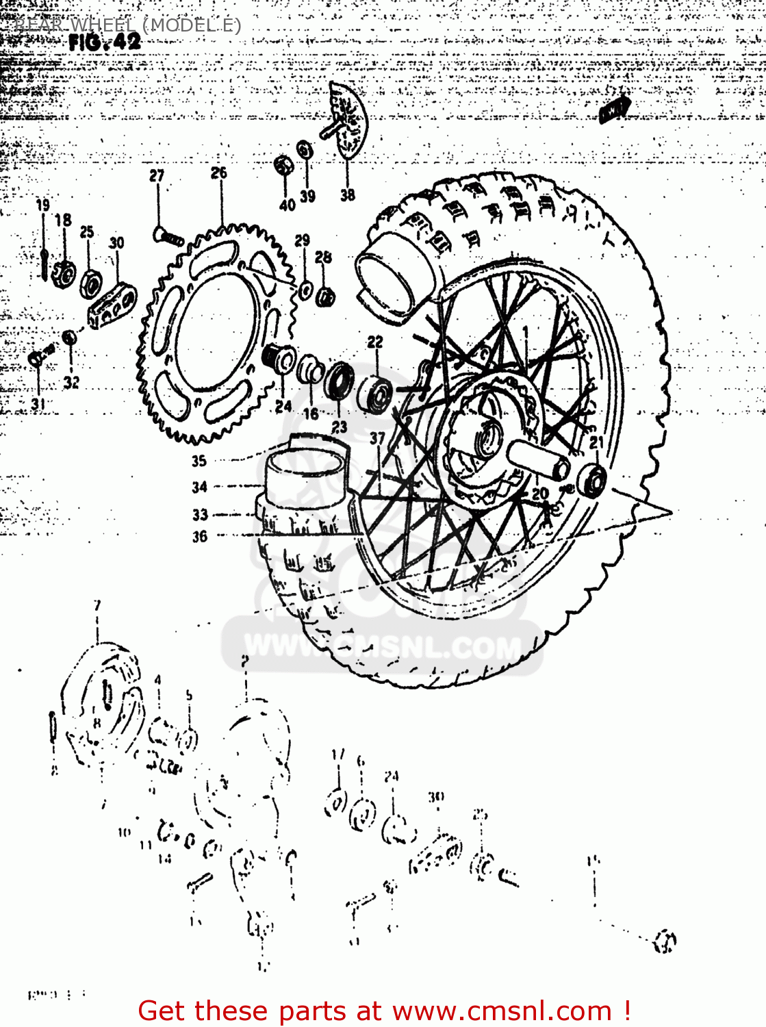 REAR WHEEL (MODEL E) RM500 1984 (E) USA (E03)