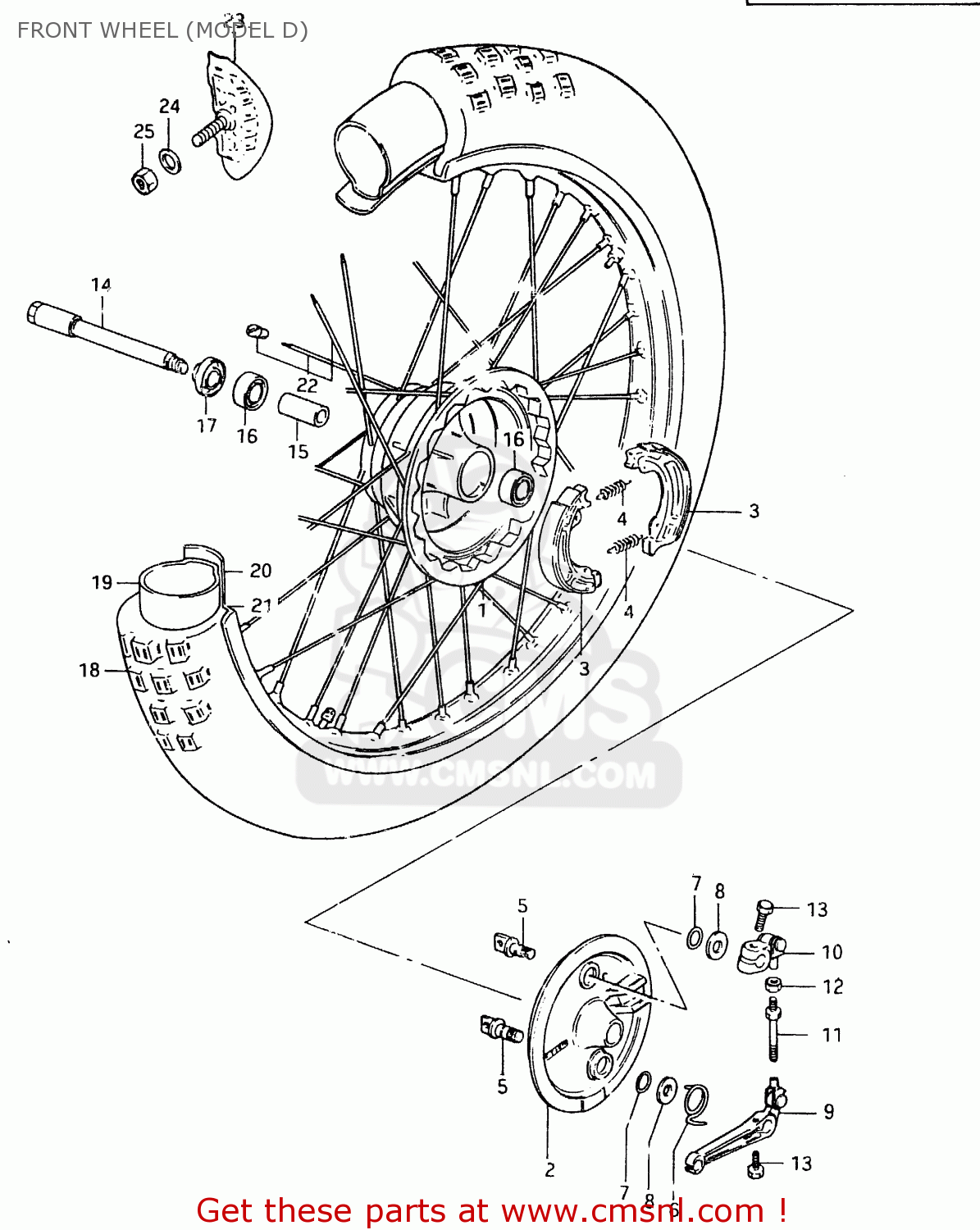 FRONT WHEEL (MODEL D) RM500 1984 (E)