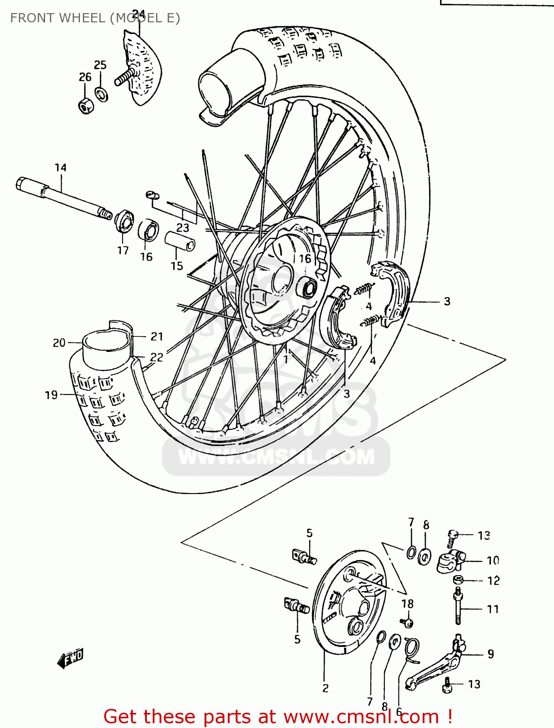 FRONT WHEEL (MODEL E) RM500 1984 (E)
