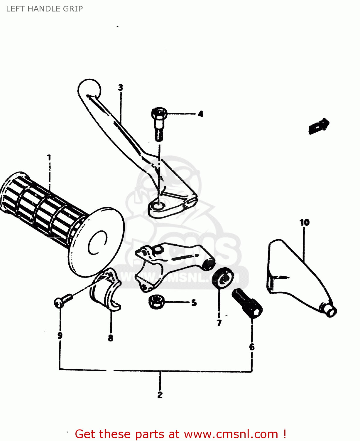LEFT HANDLE GRIP RM500 1985 (F)