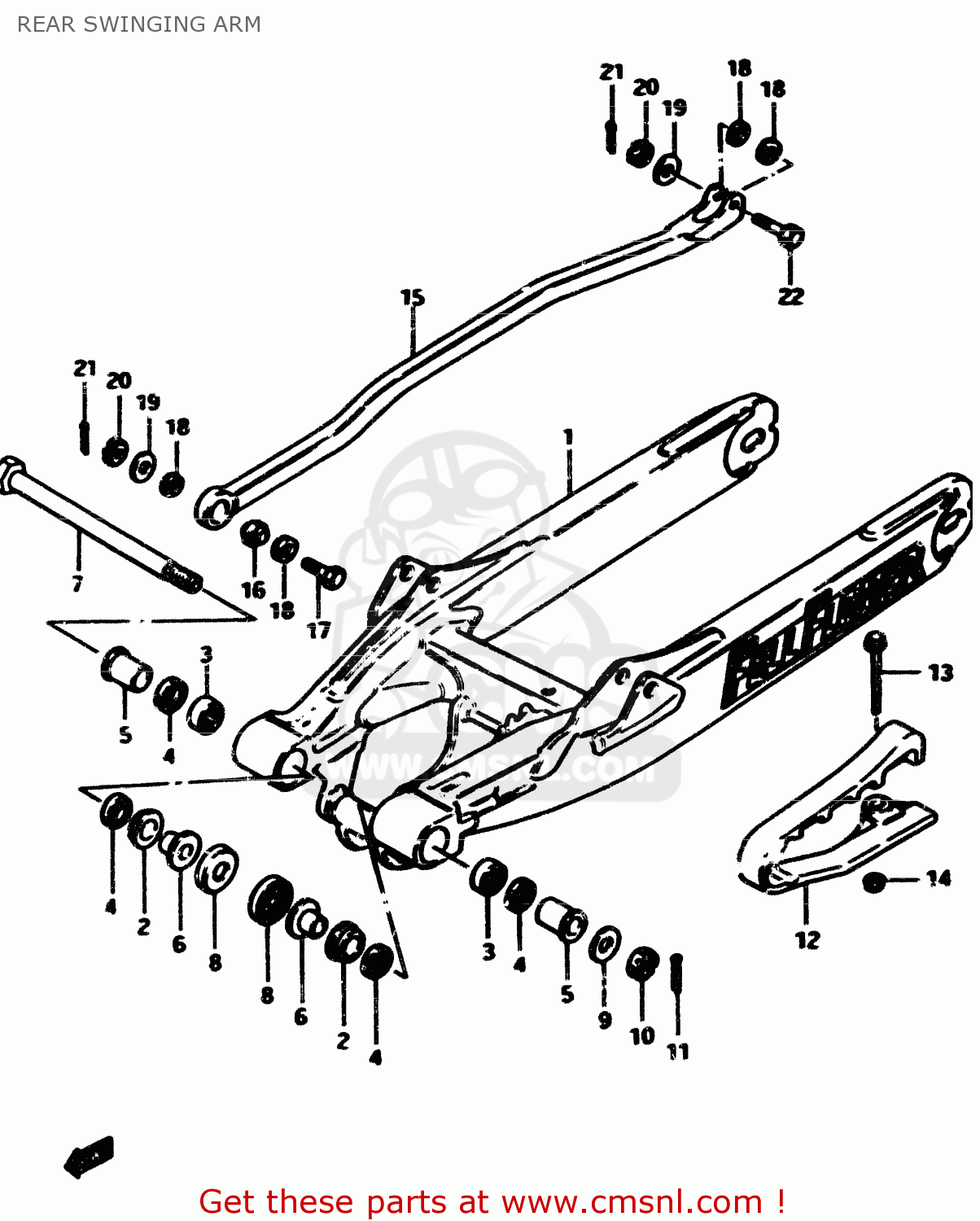 REAR SWINGING ARM RM500 1985 (F)