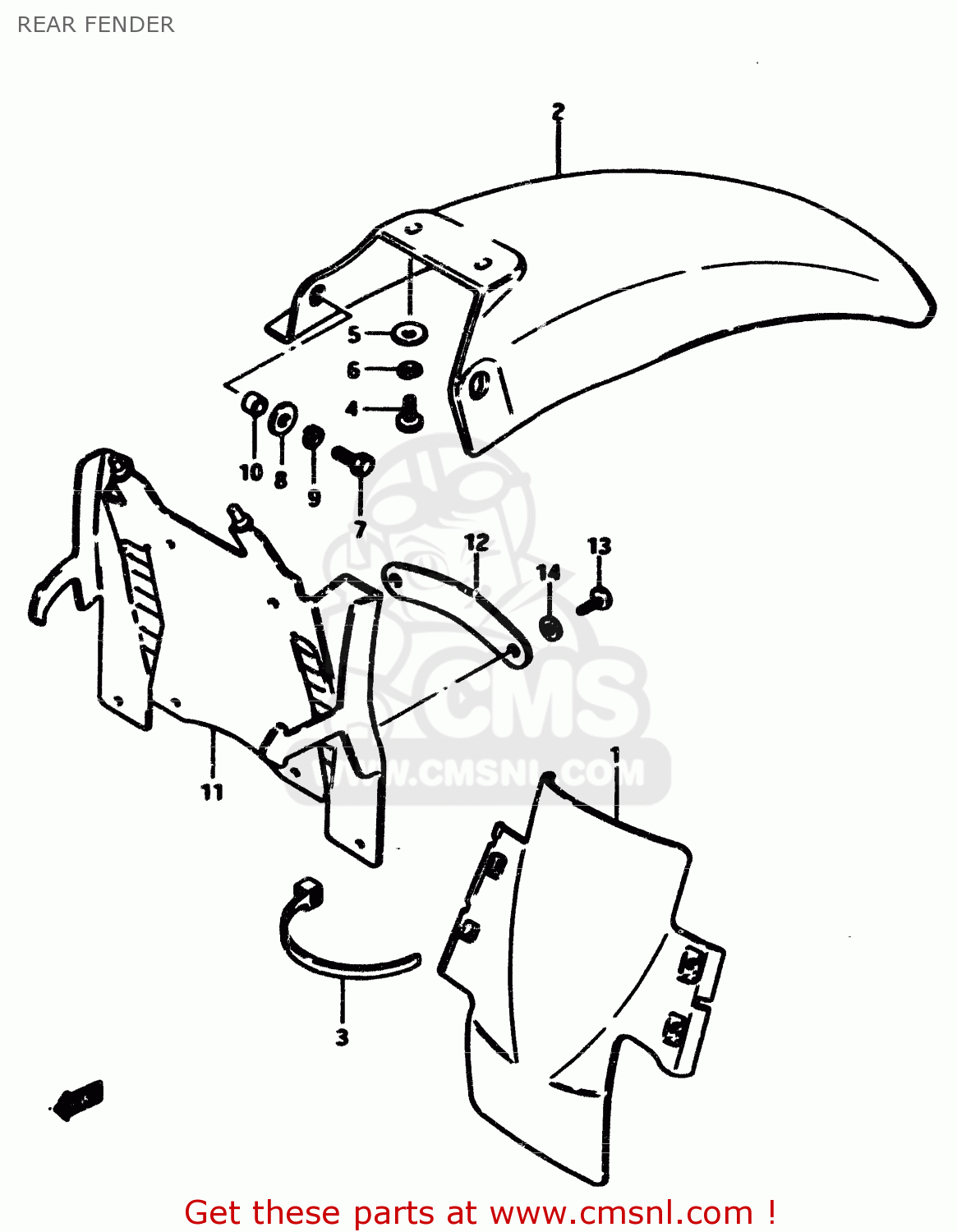 REAR FENDER RM500 1985 (F)