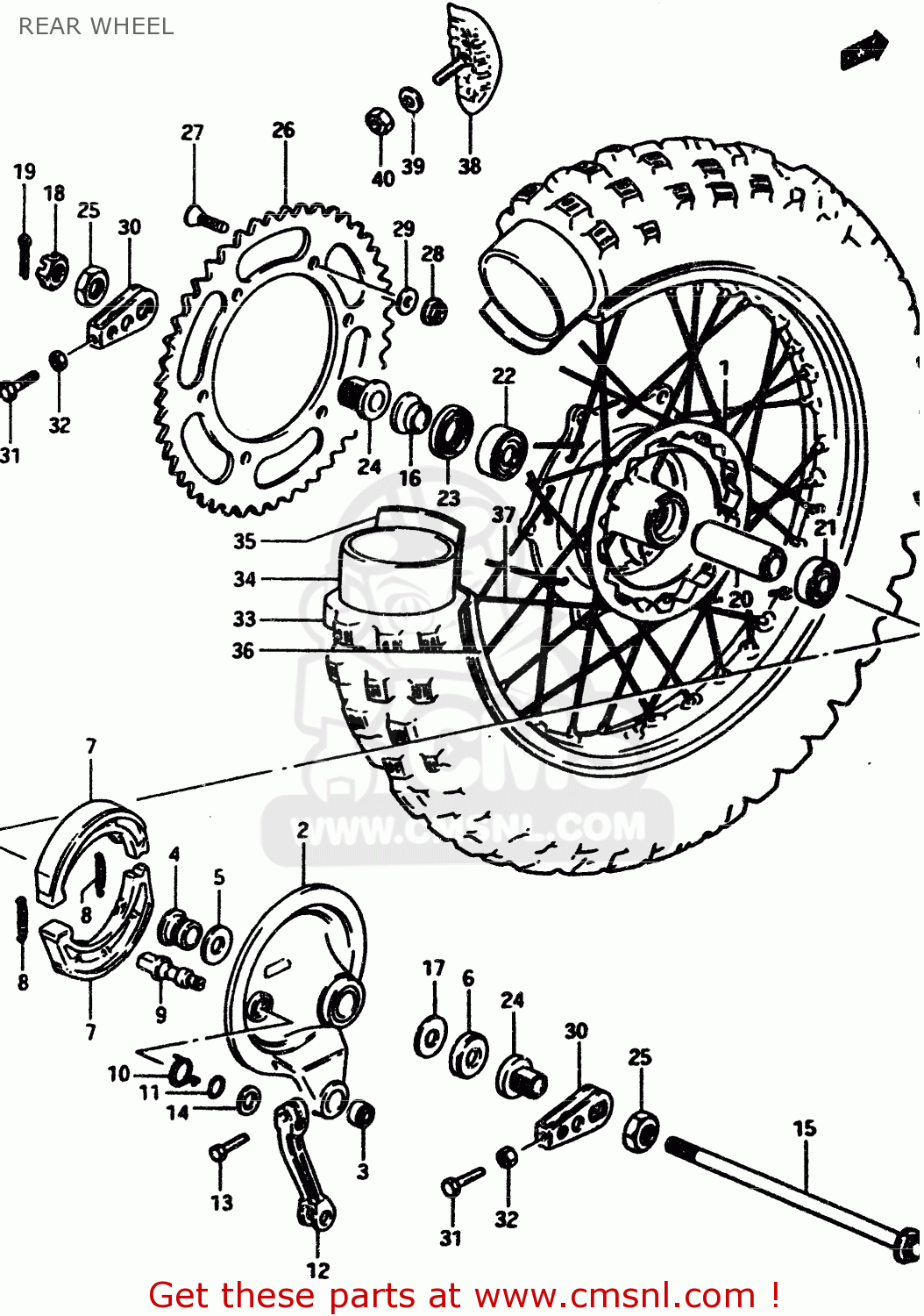 REAR WHEEL RM500 1985 (F)