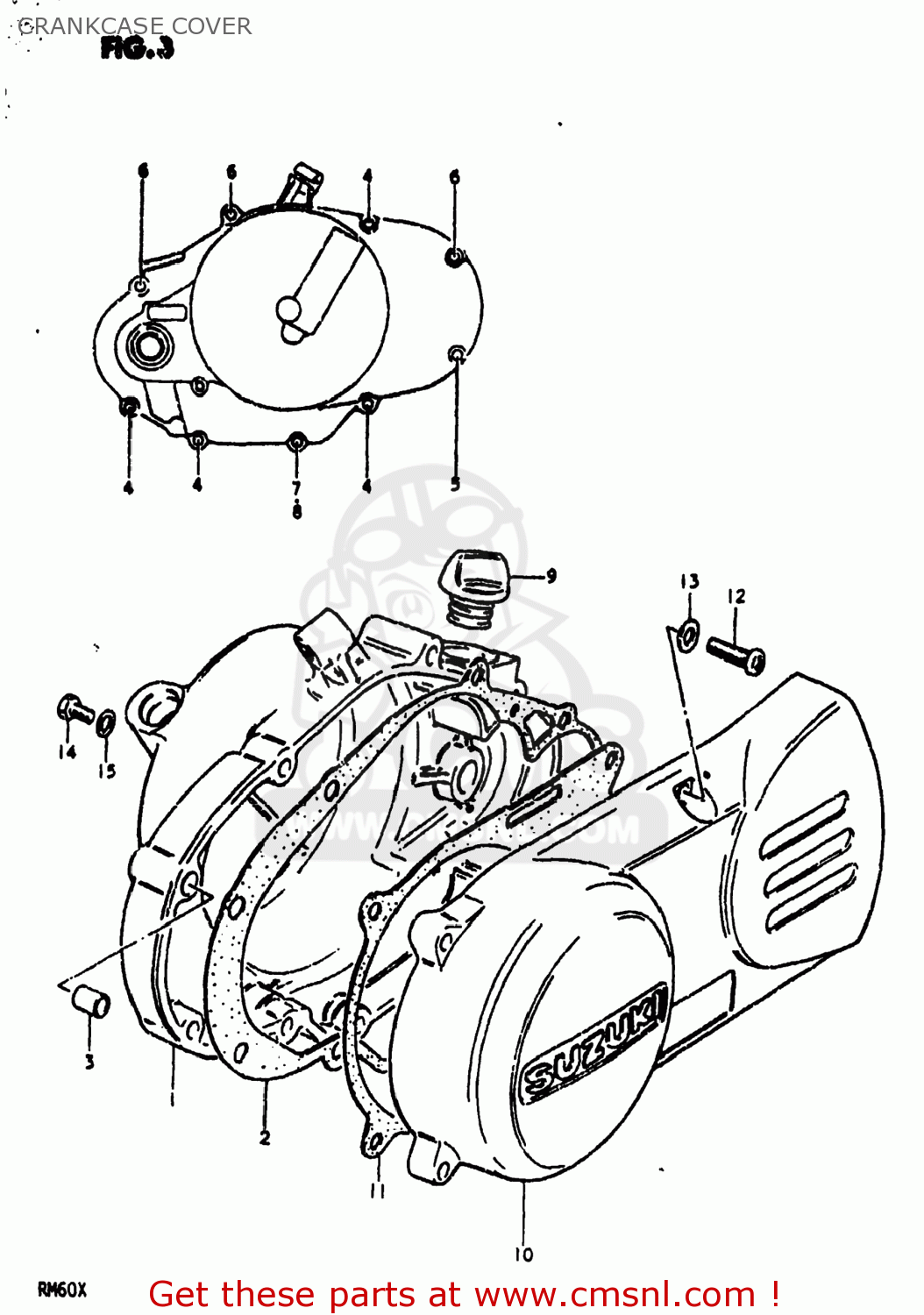 CRANKCASE COVER RM60 1980 (T) USA (E03)