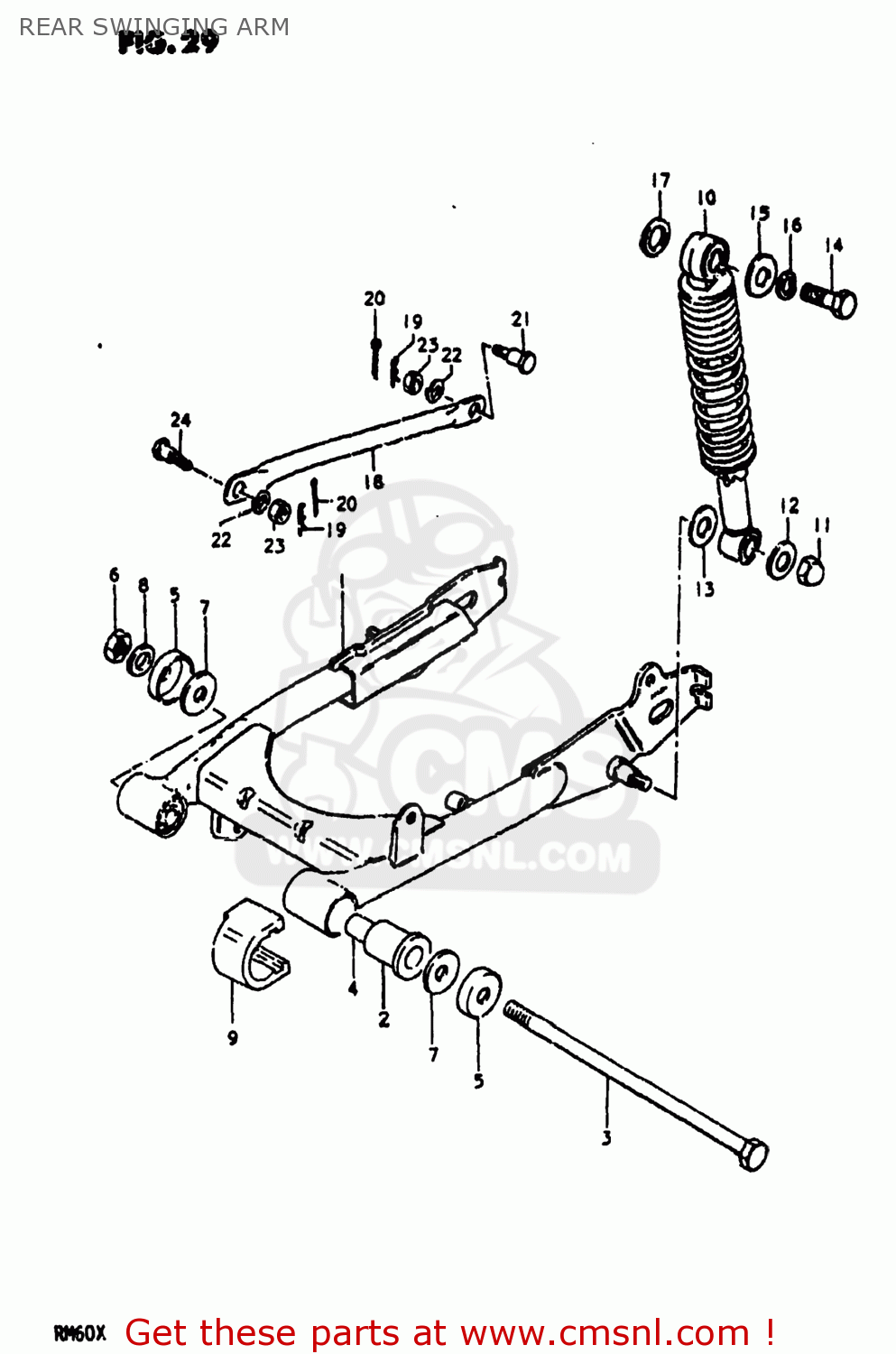 REAR SWINGING ARM RM60 1980 (T) USA (E03)