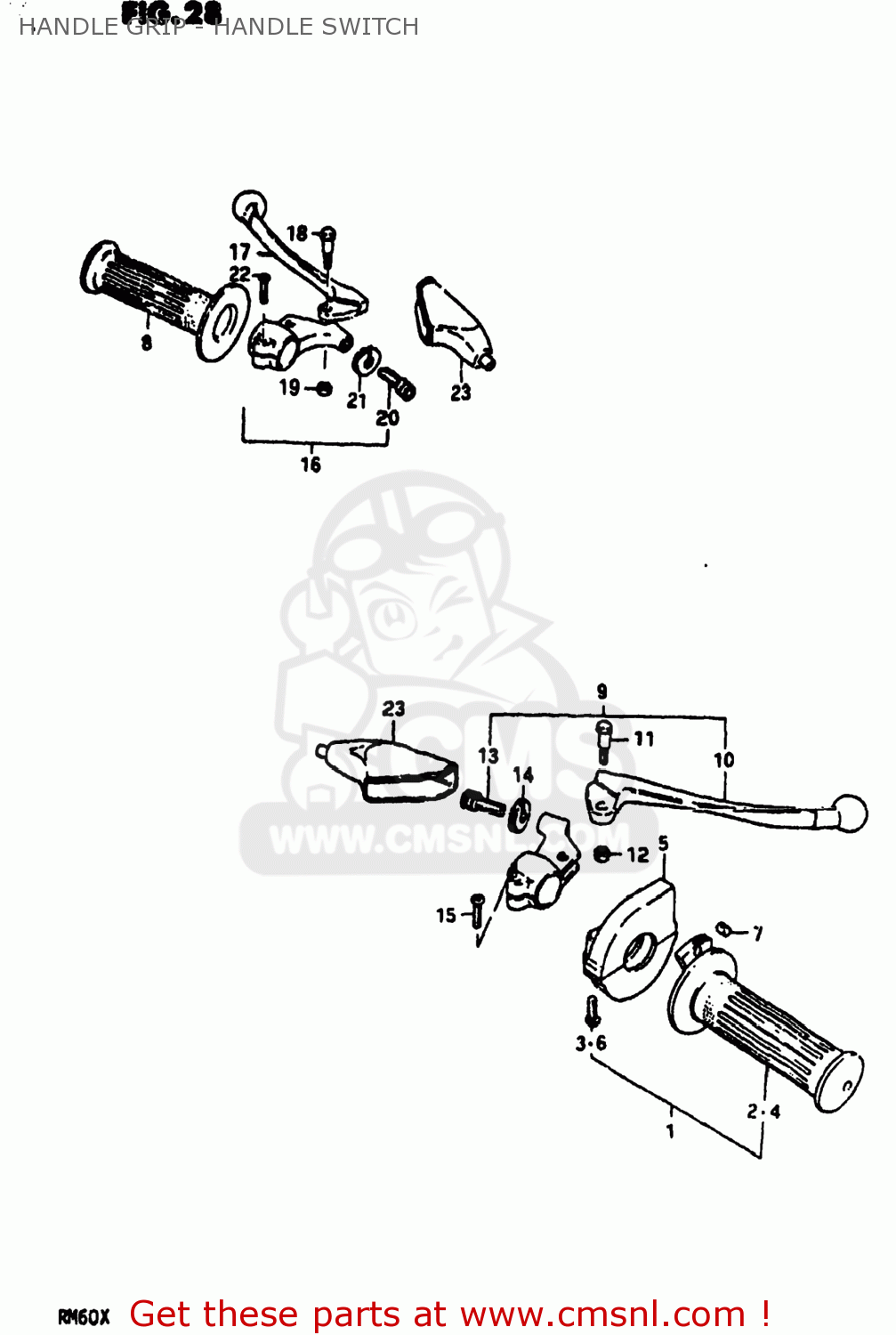 HANDLE GRIP - HANDLE SWITCH RM60 1981 (X) USA (E03)